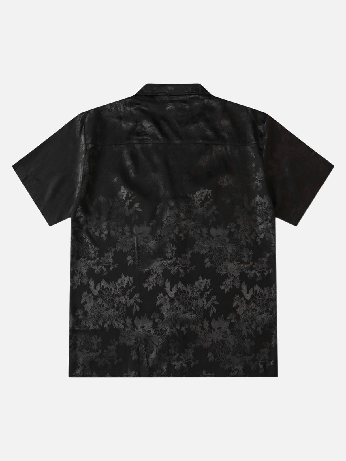 Concert Outfit Leaves Pattern  Black Vintage Shirts