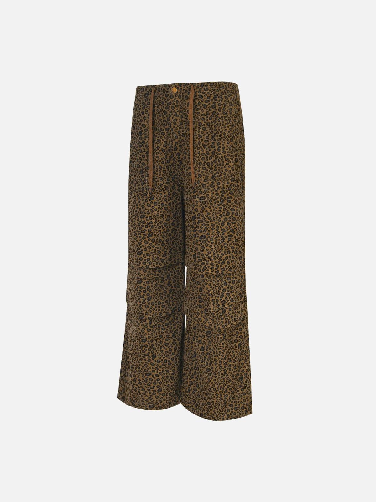 Concert Outfit Leopard Print Drawstring Cargo Pants