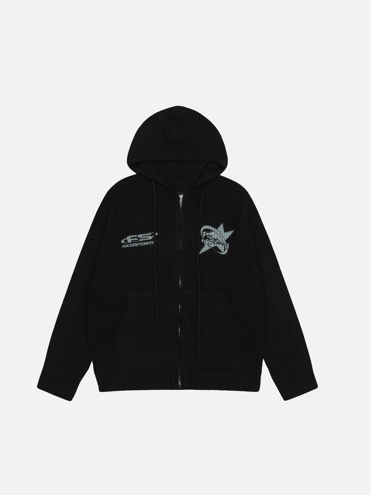Concert Outfit Lettering Print Zip-Up Hoodie