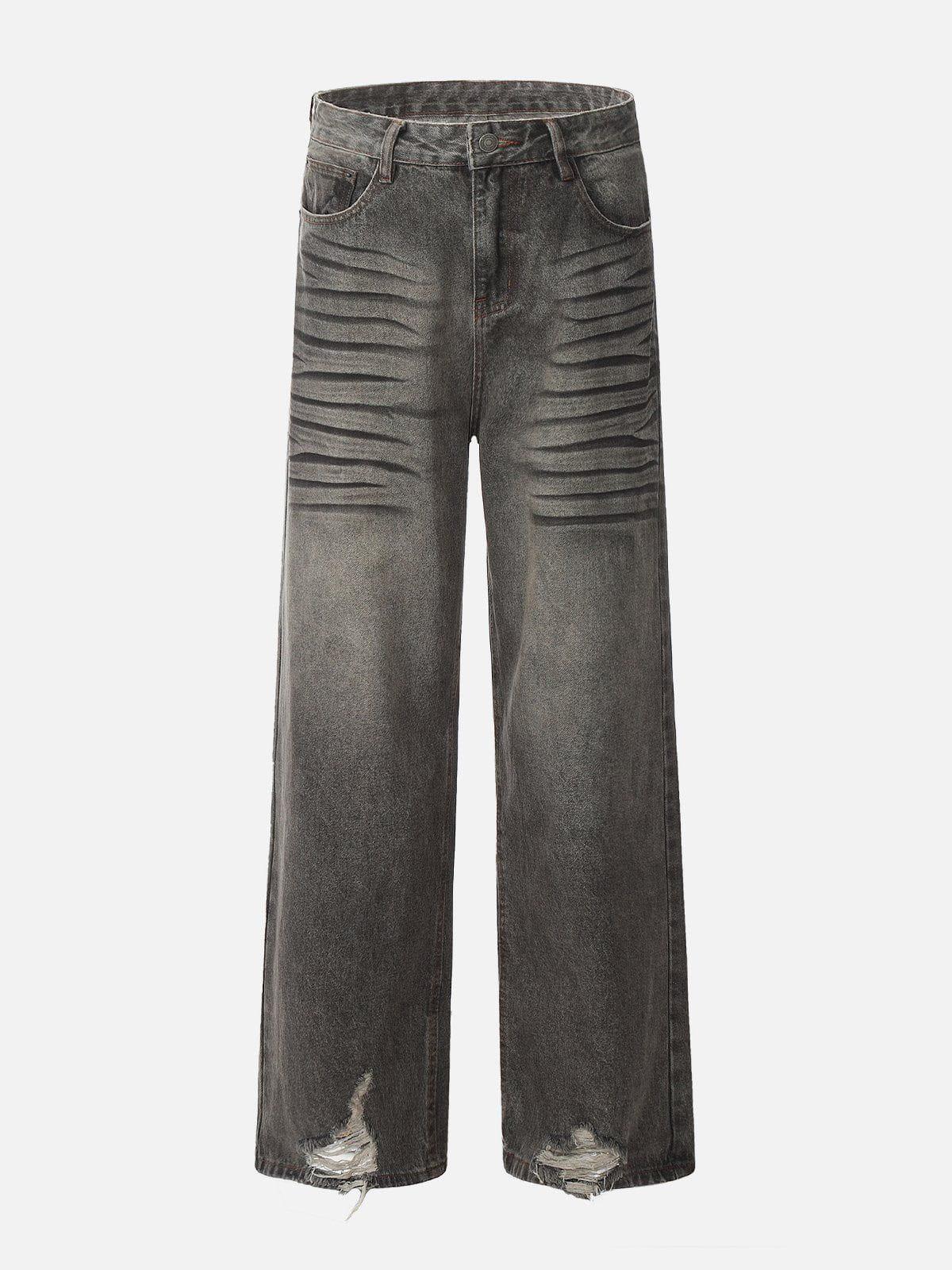 Concert Outfit Line Print Washed Loose Jeans