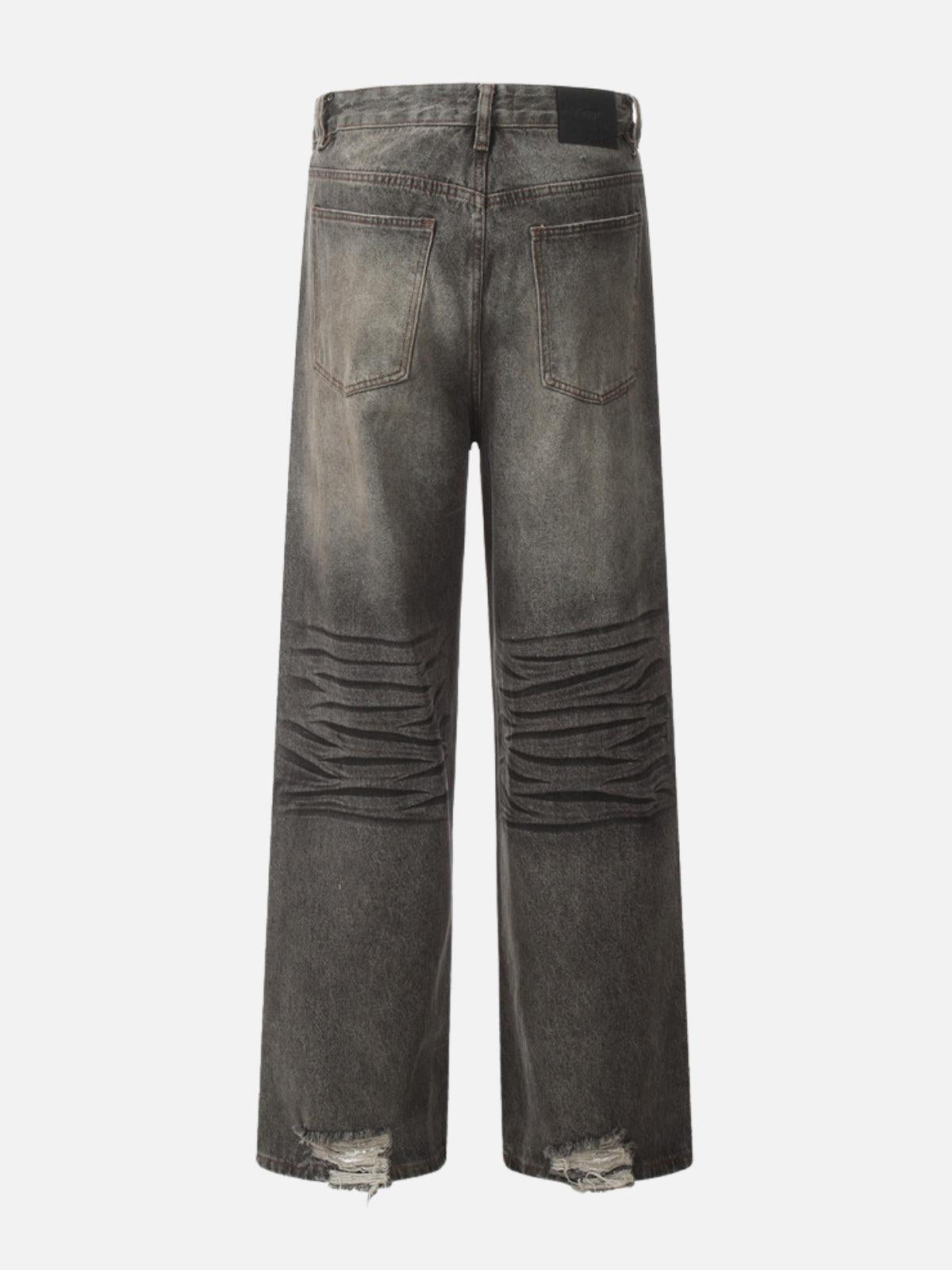 Concert Outfit Line Print Washed Loose Jeans