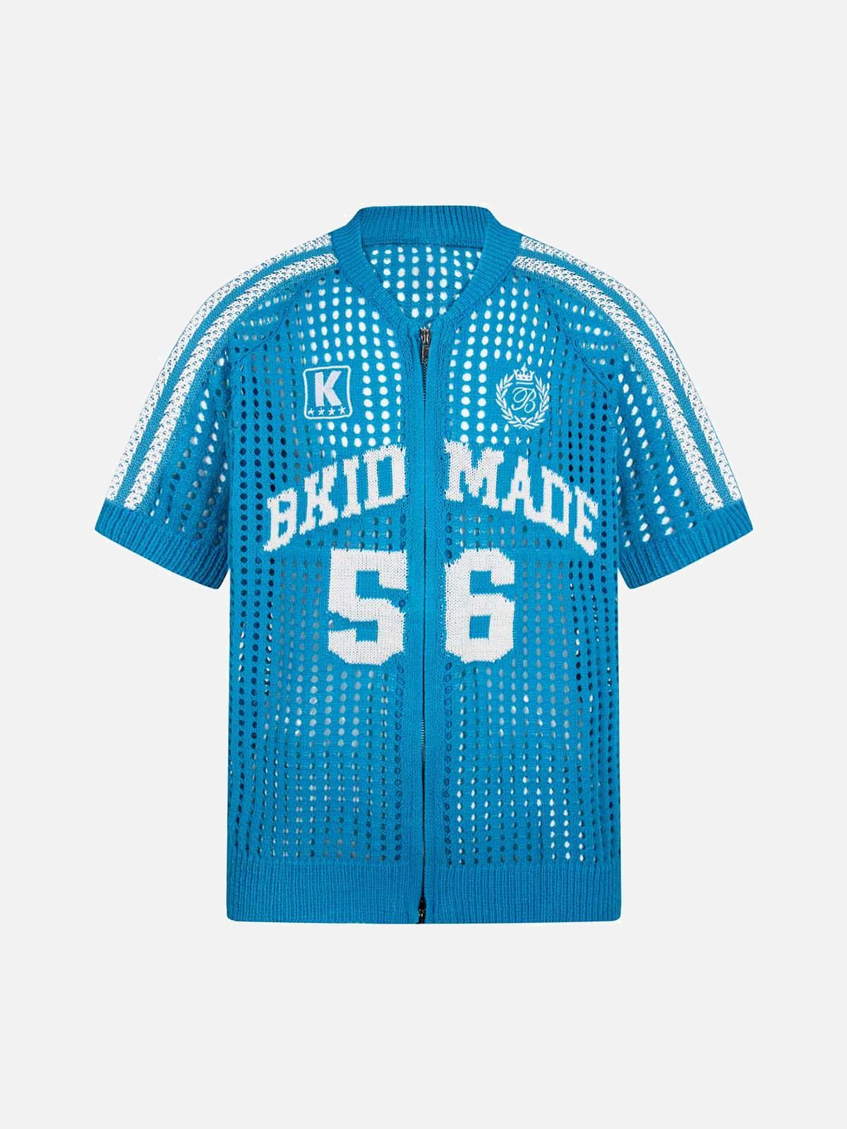 Concert Outfit Mesh Zip-Up Sports Jersey Short Sleeve Shirt