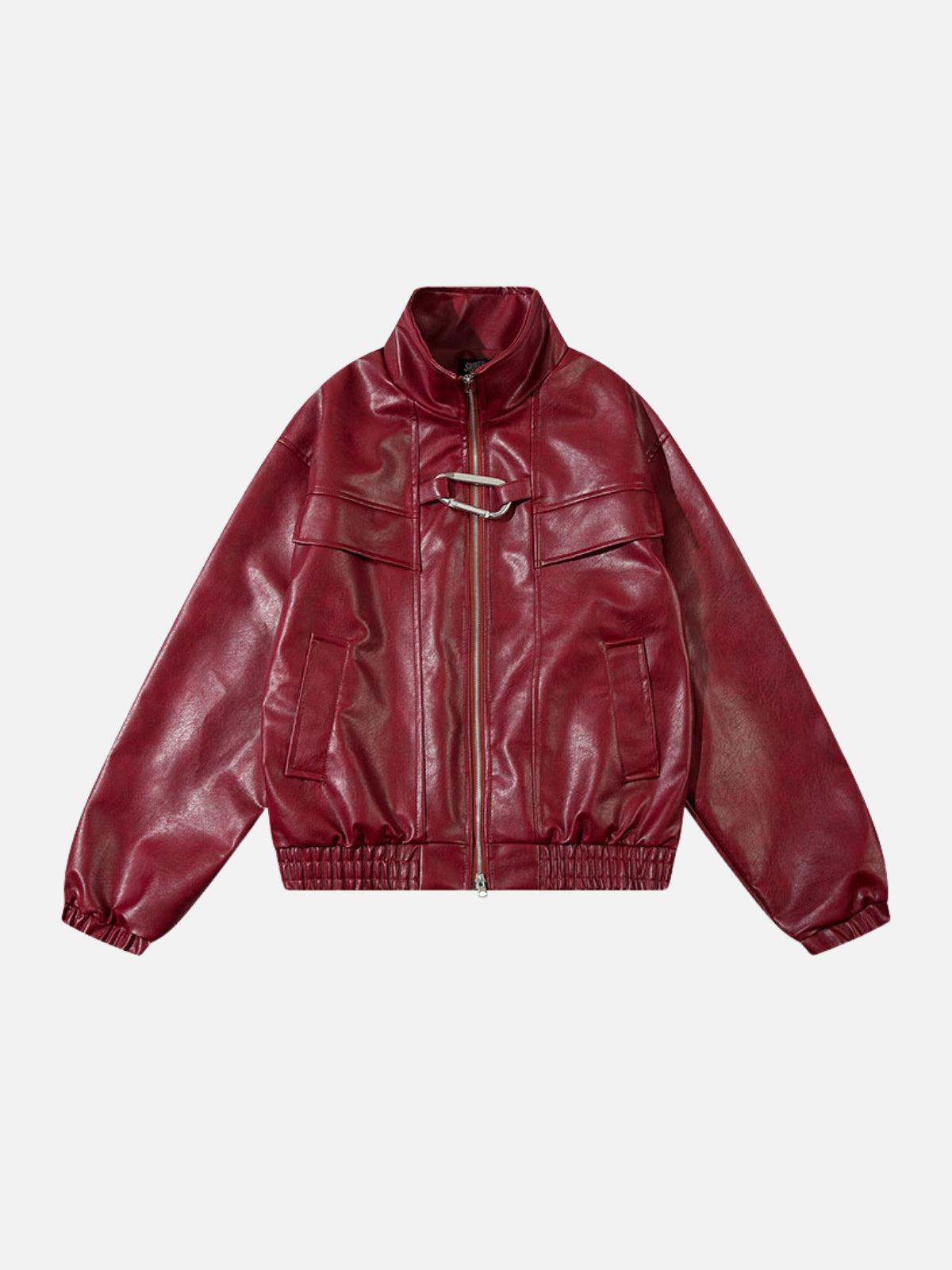 Concert Outfit Metal Buckle Faux Leather Jacket