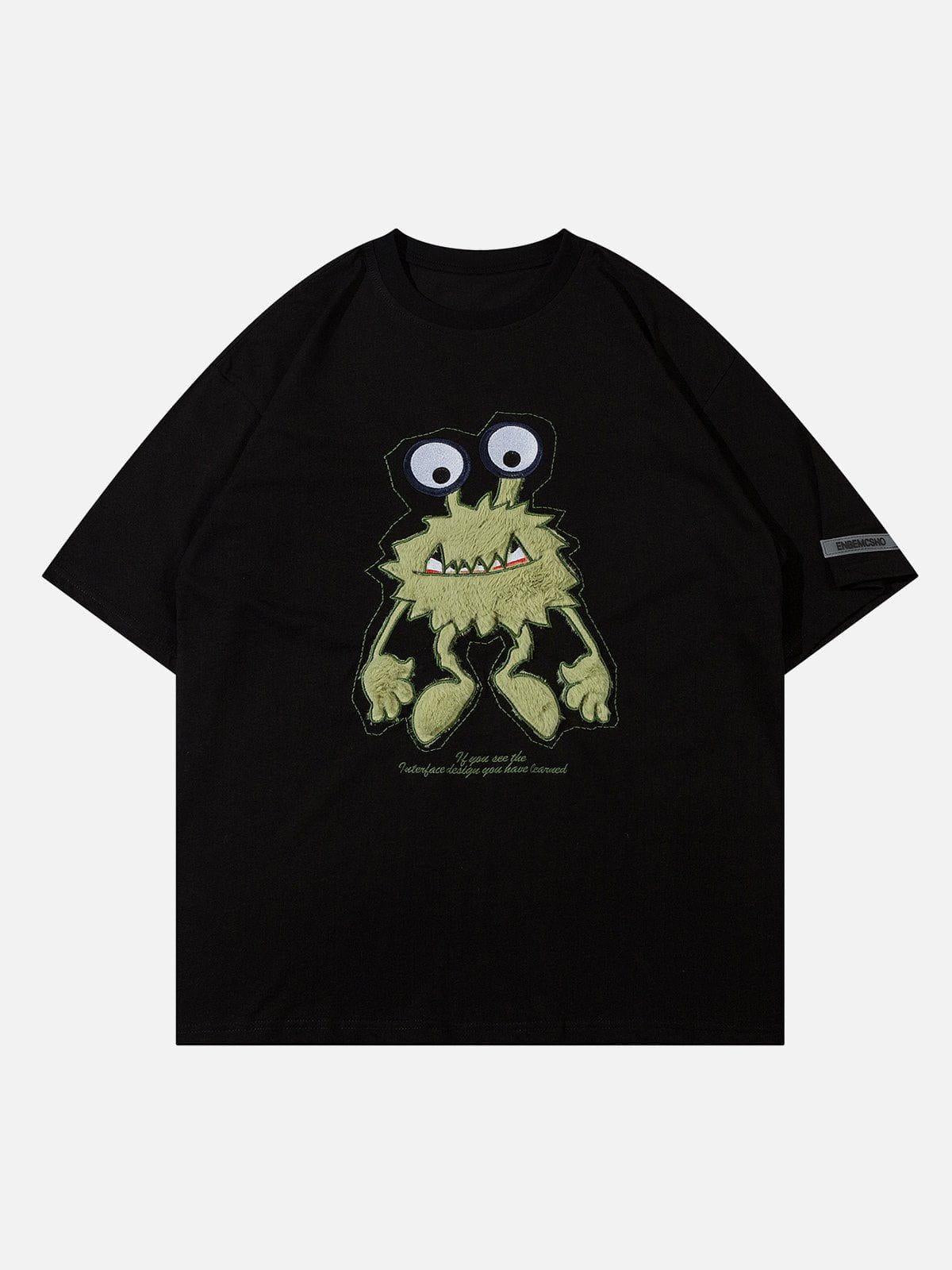 Concert Outfit Monster Embroidery Print Tee