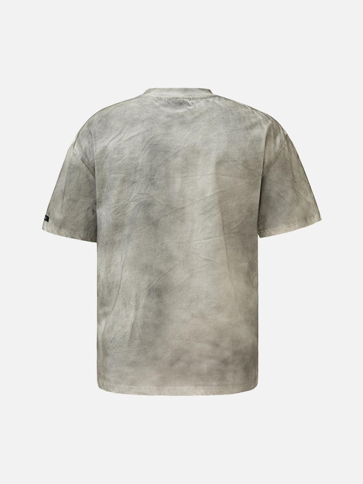 Concert Outfit Mud-Dyed Dirty Spray Cross Print Street Rap T-Shirt