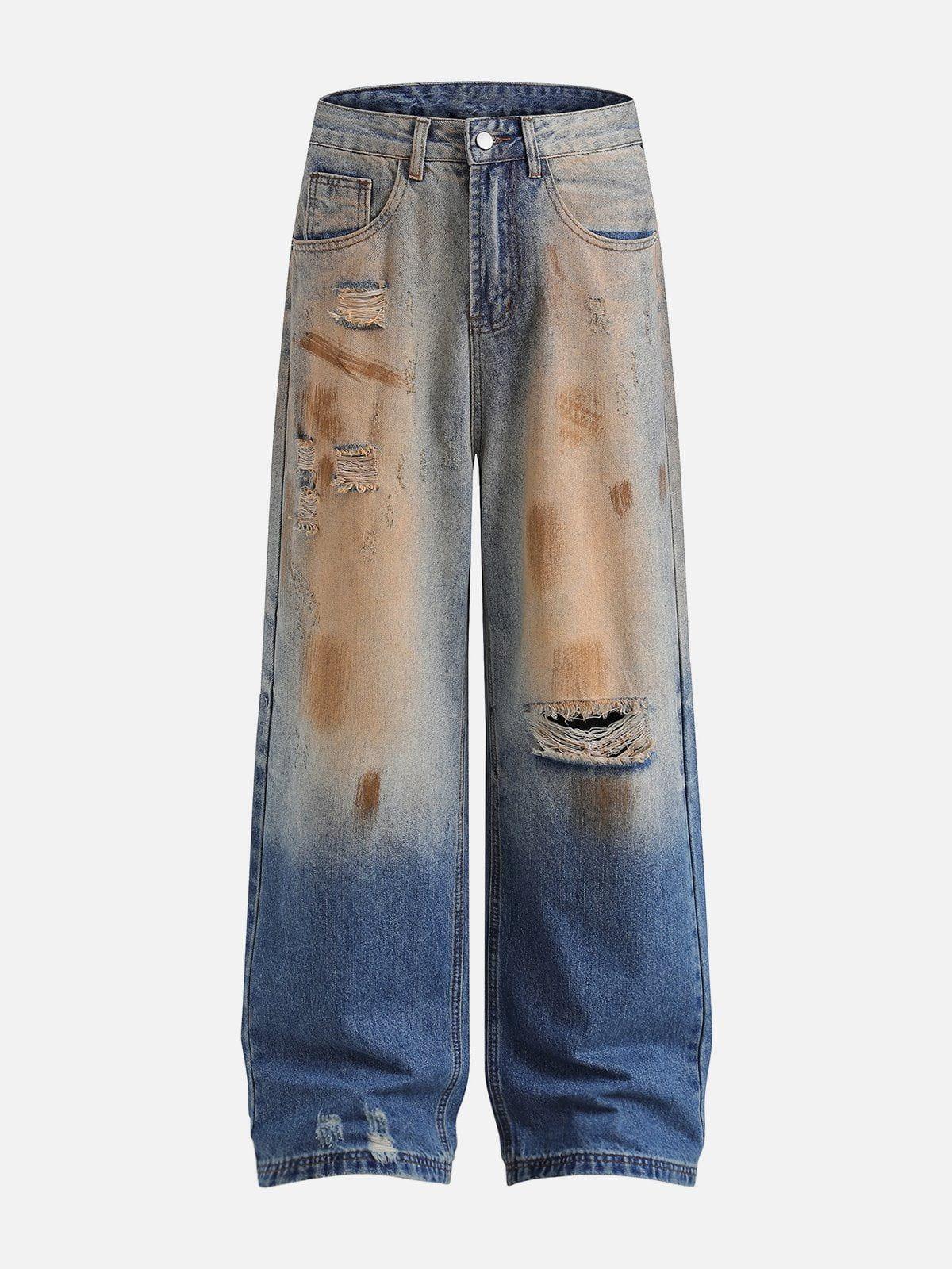 Concert Outfit Mud Dyeing Distressed Jeans