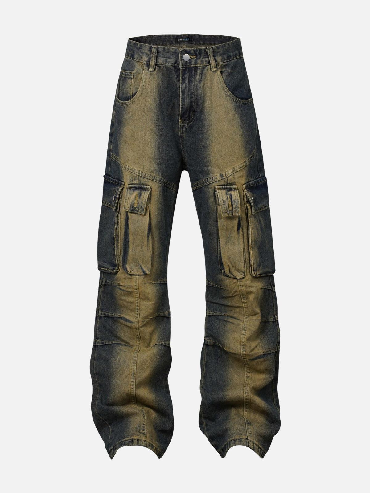 Concert Outfit Multi Pocket Washed Cargo Jeans