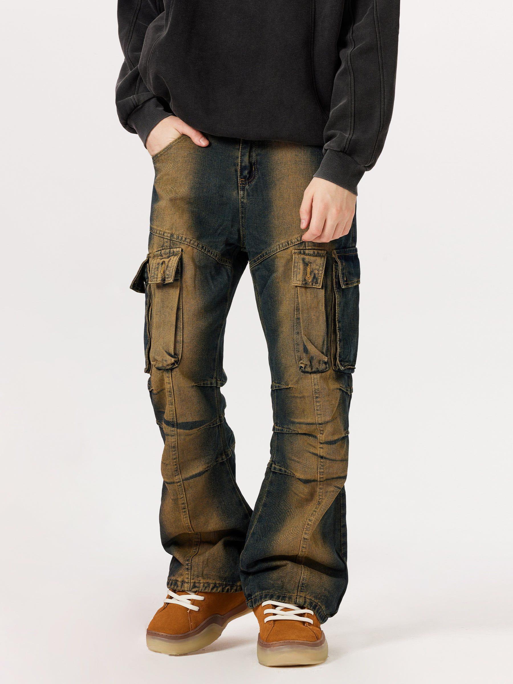 Concert Outfit Multi Pocket Washed Cargo Jeans