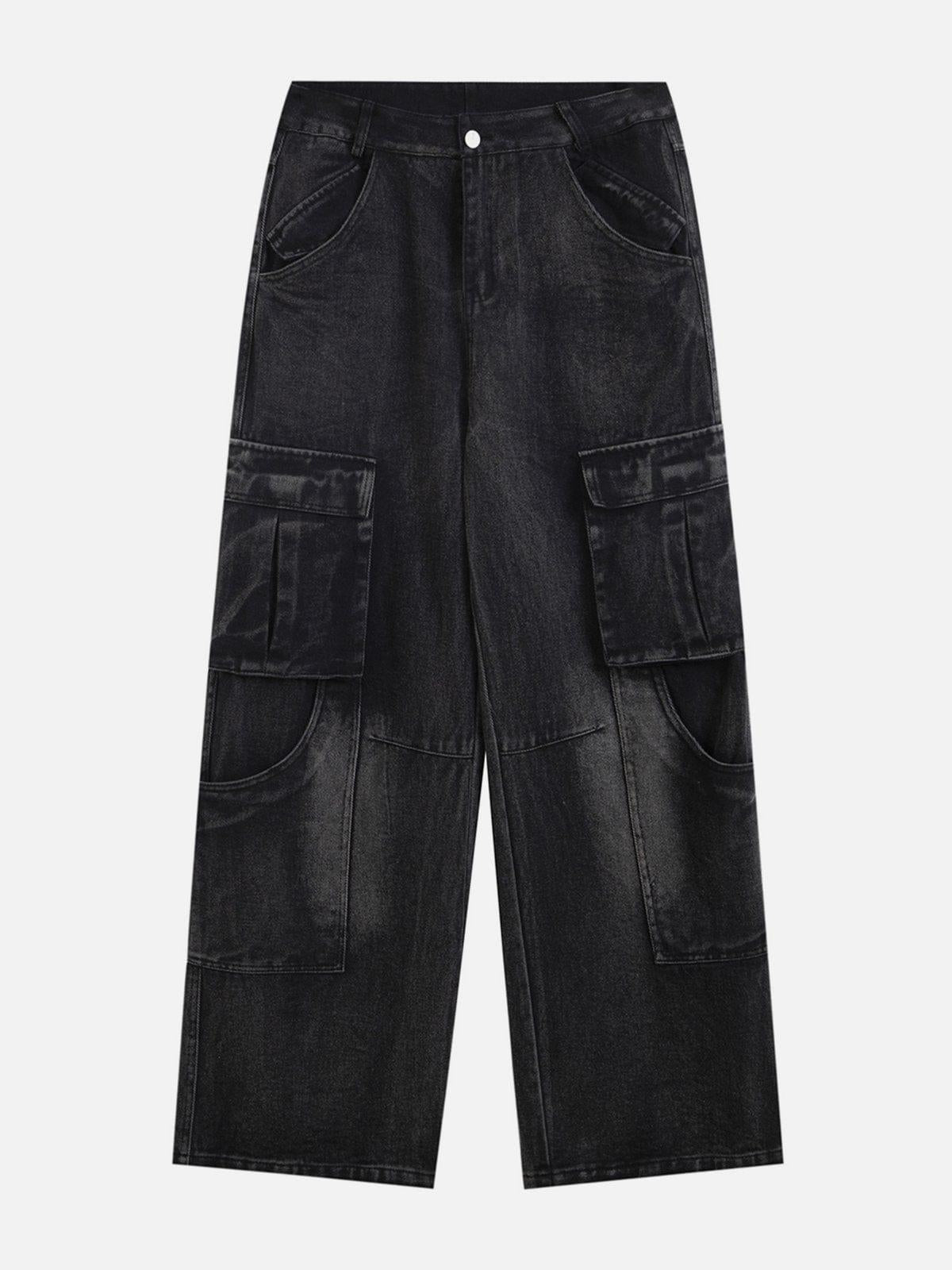 Concert Outfit Multi Pocket Washed Jeans