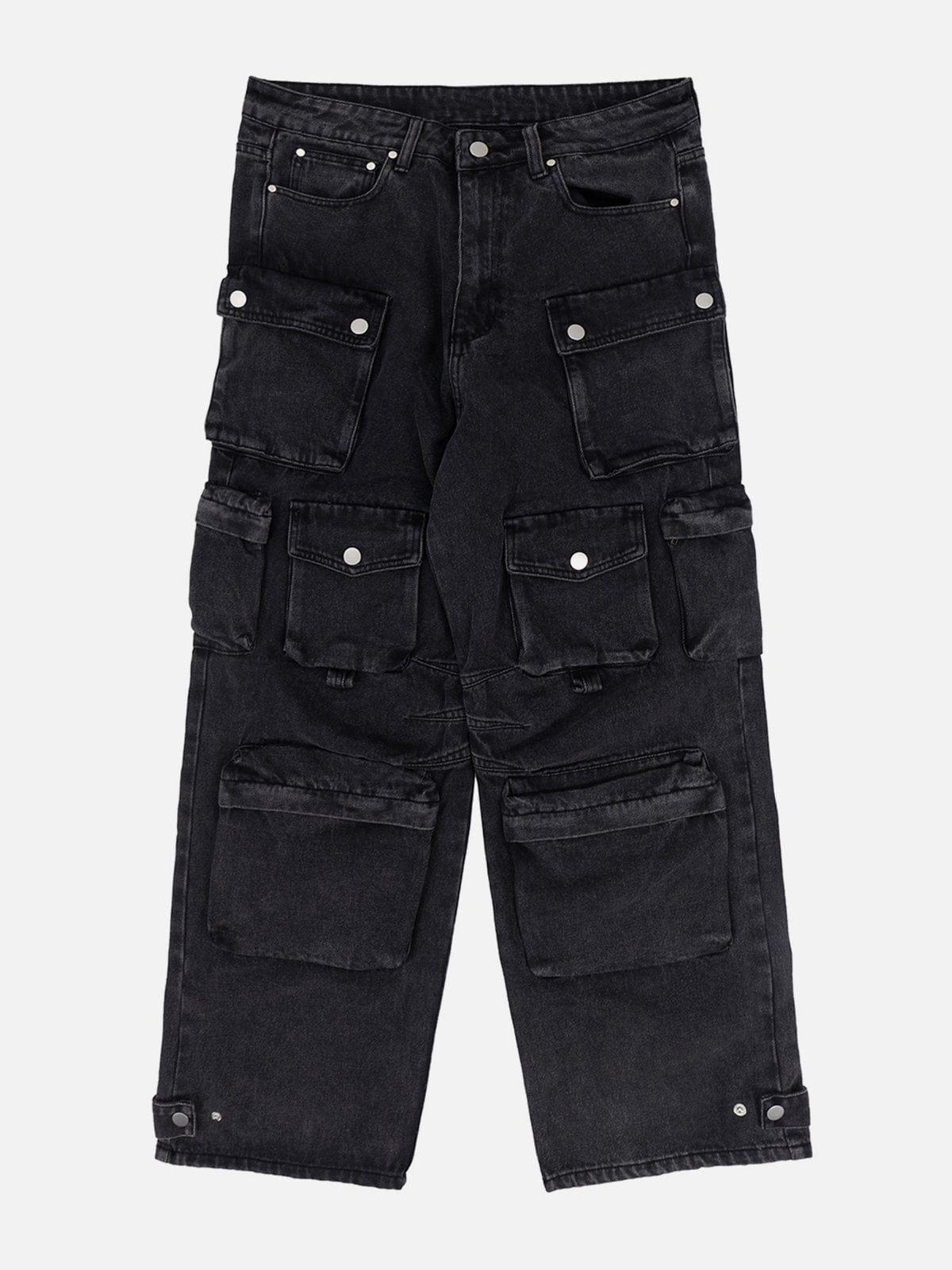 Concert Outfit Multi-Pocket Wide-Leg Jeans