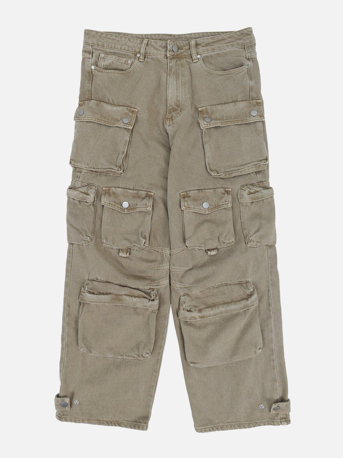 Concert Outfit Multi-Pocket Wide-Leg Jeans