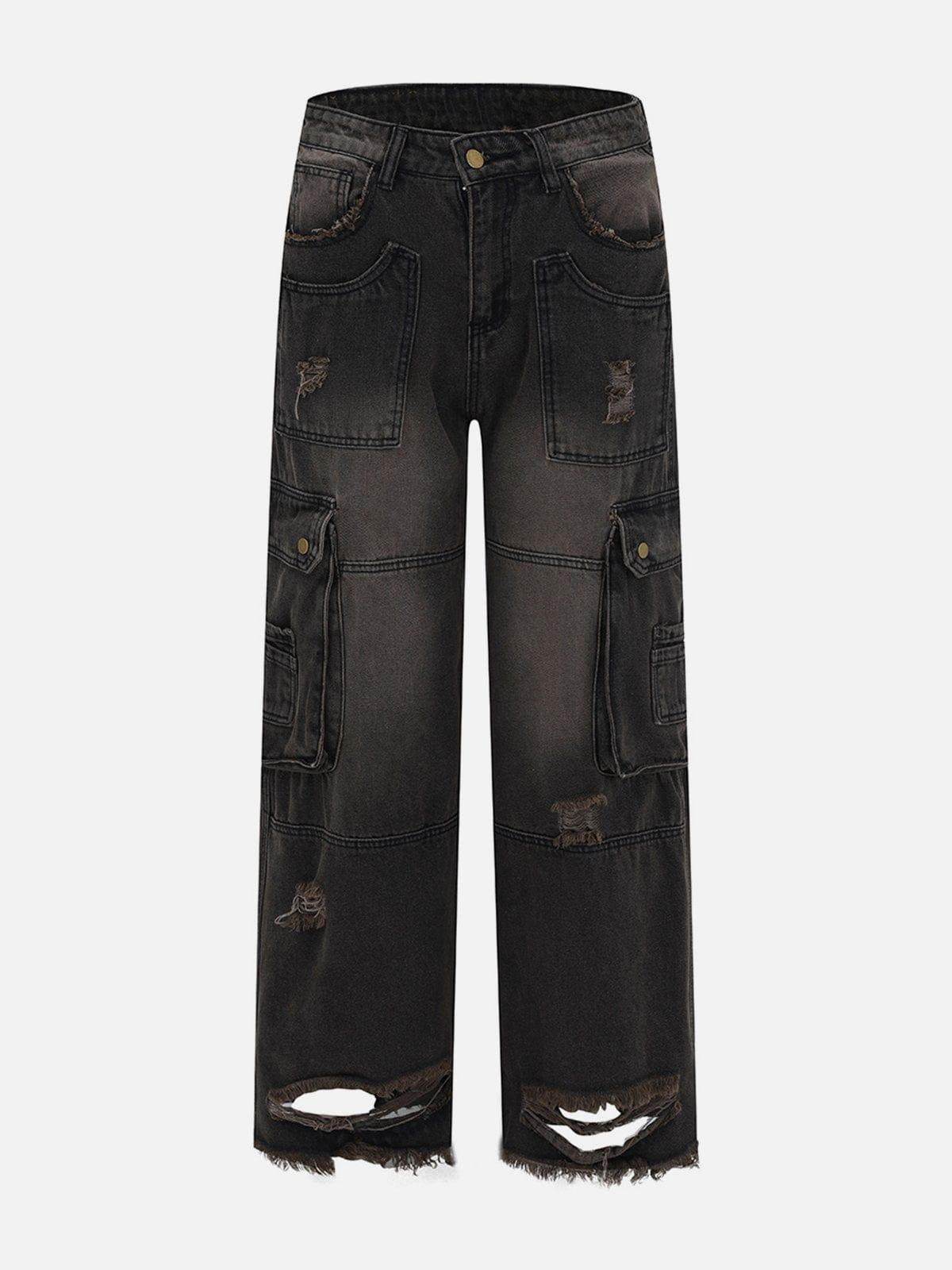 Concert Outfit Multiple Pockets Ripped Jeans