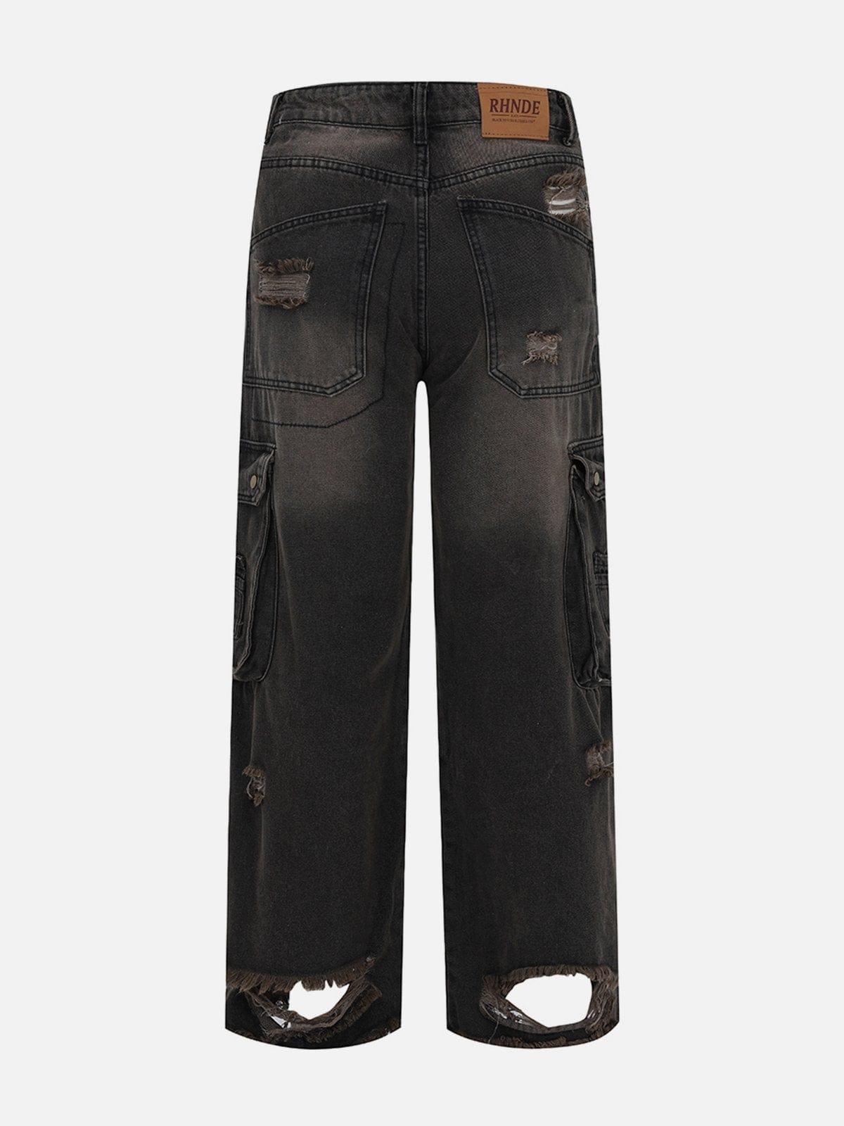 Concert Outfit Multiple Pockets Ripped Jeans