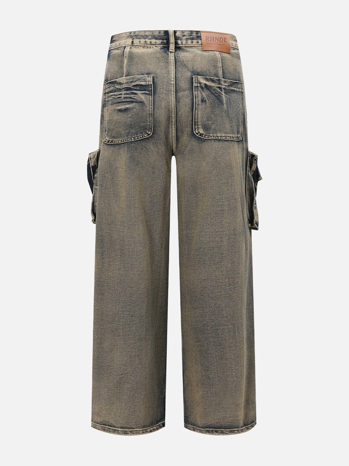 Concert Outfit Multiple Pockets Washed Jeans