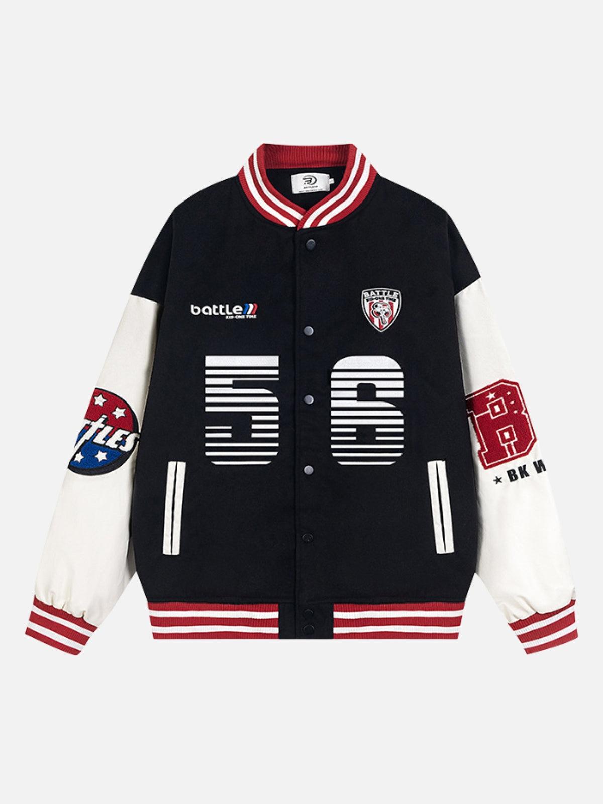 Concert Outfit Number 56 Embroidered PU Baseball Jacket