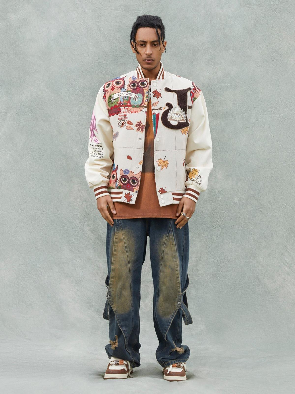Concert Outfit Owl Patch Embroidered Baseball Jersey