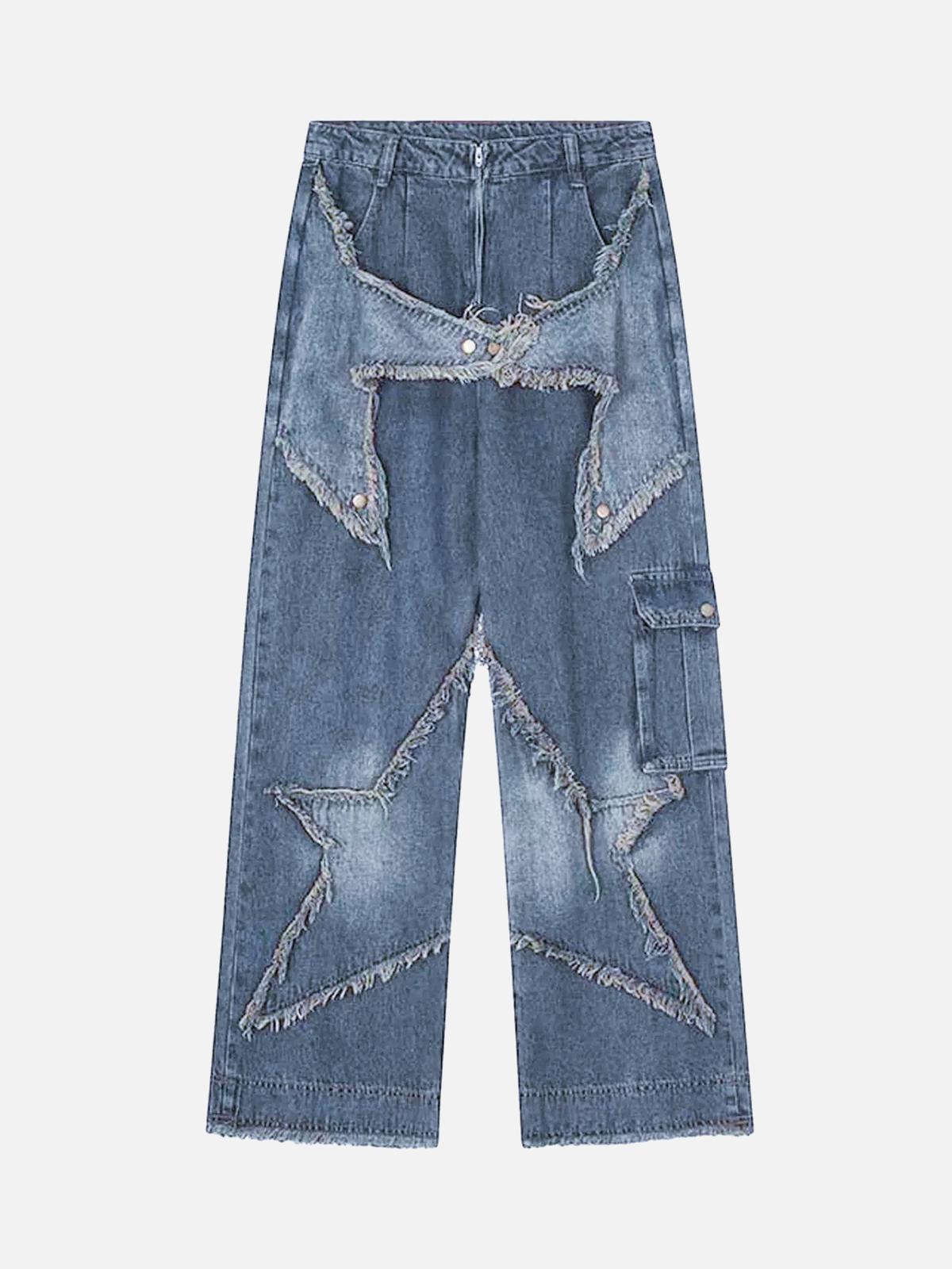Concert Outfit Patch Embroidered Straight-Leg Jeans