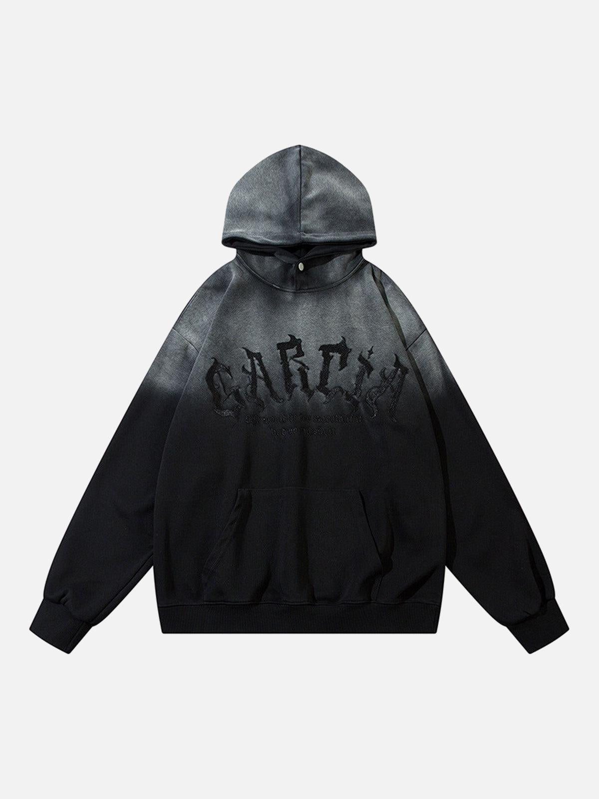 Concert Outfit Patch Lettering Embroidered Gradient Color Hoodie