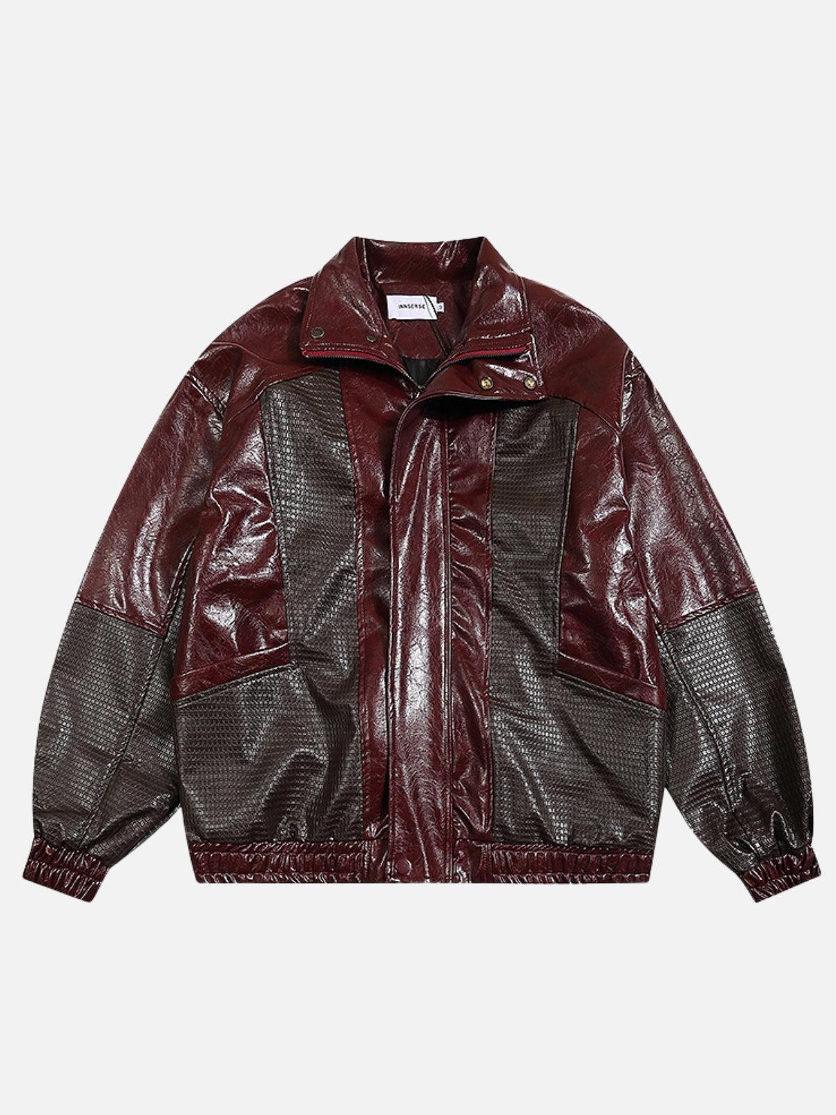 Concert Outfit Patchwork Faux Leather Jacket
