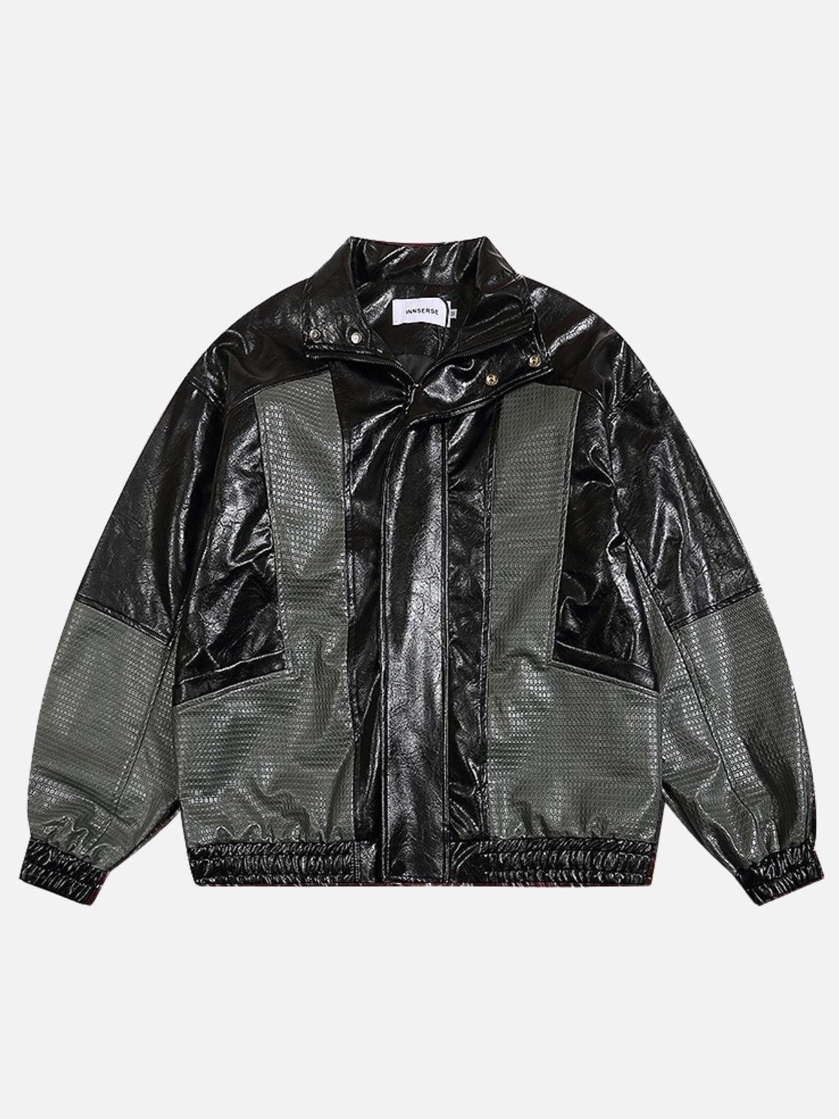 Concert Outfit Patchwork Faux Leather Jacket