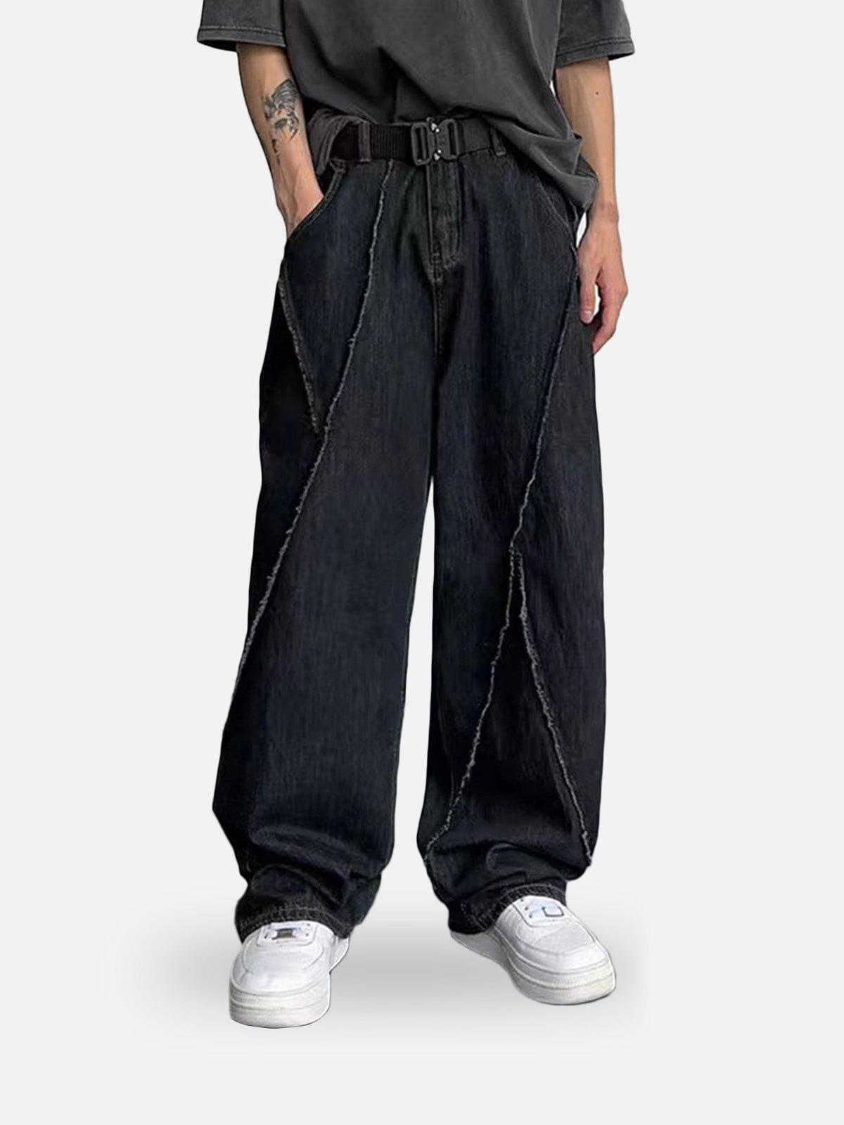 Concert Outfit Patchwork Folds Loose Jeans