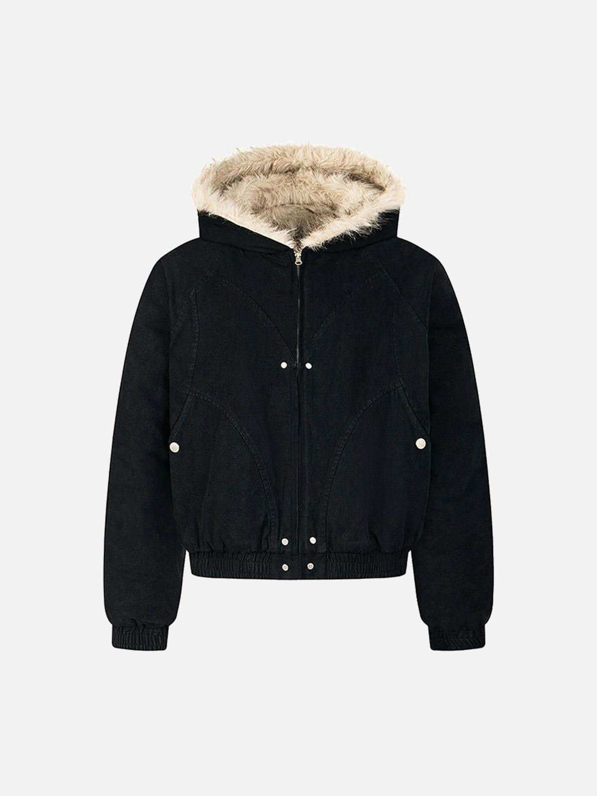 Concert Outfit Patchwork Fur Hooded Quilted Jacket