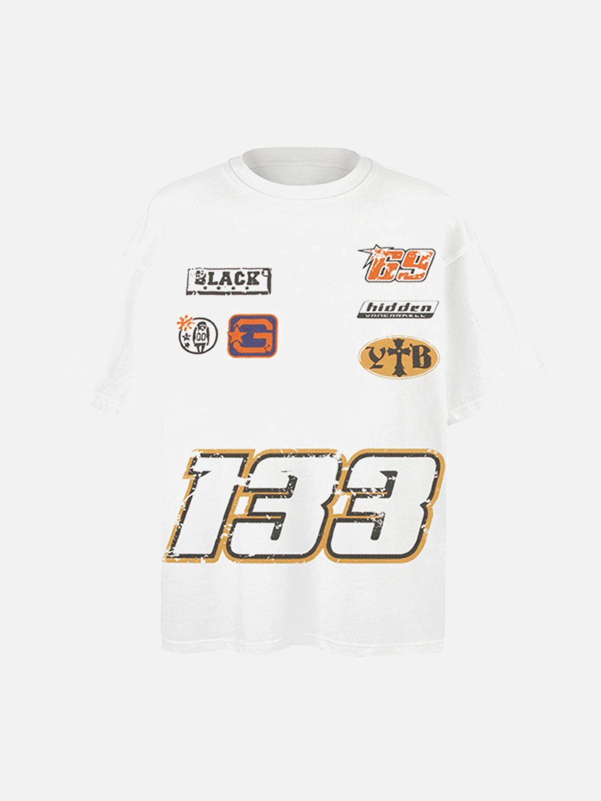 Concert Outfit Patchwork Graphic Print Oversized Tee