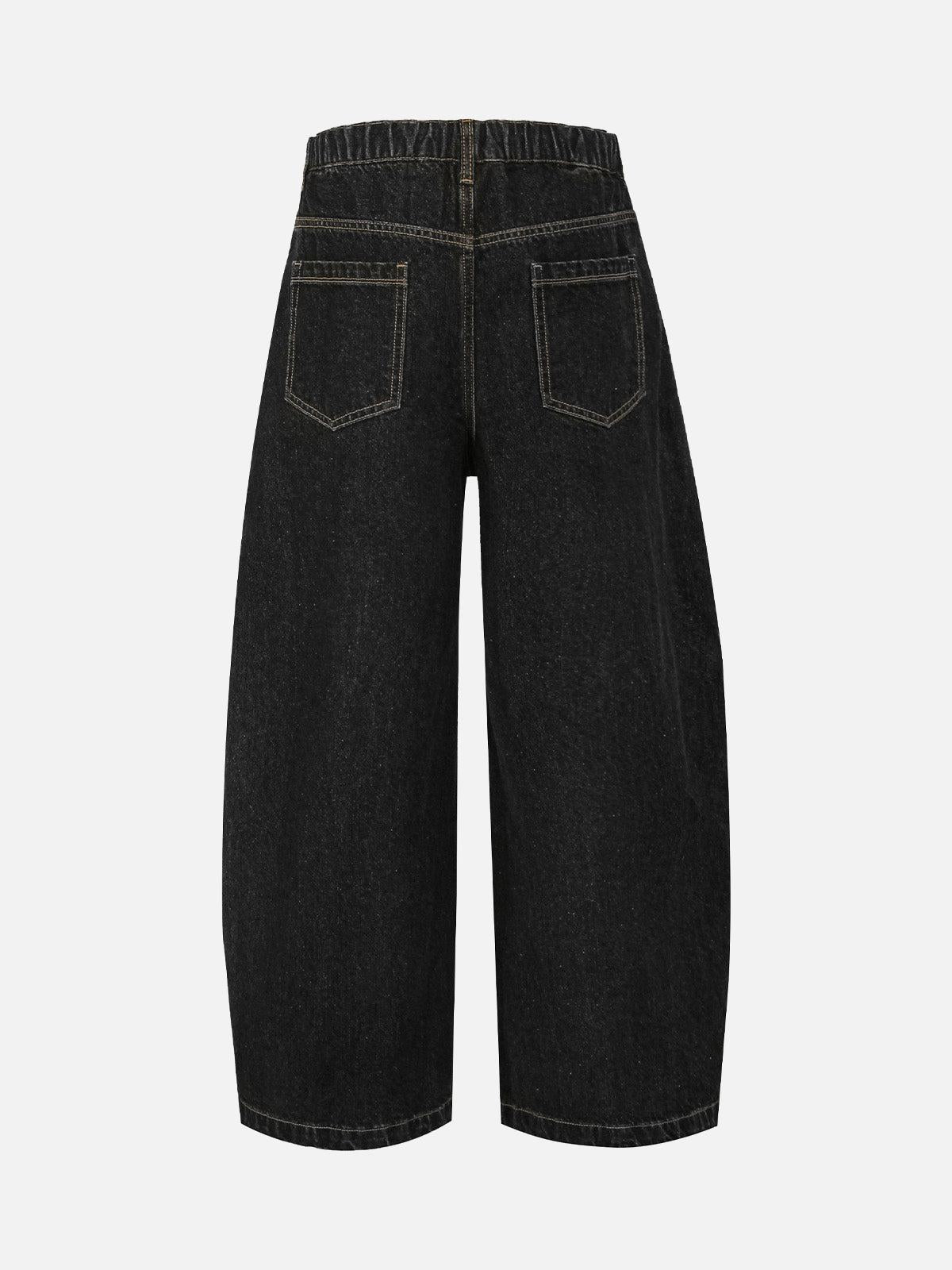 Concert Outfit Patchwork Plaid Pleated Baggy Barrel Jeans