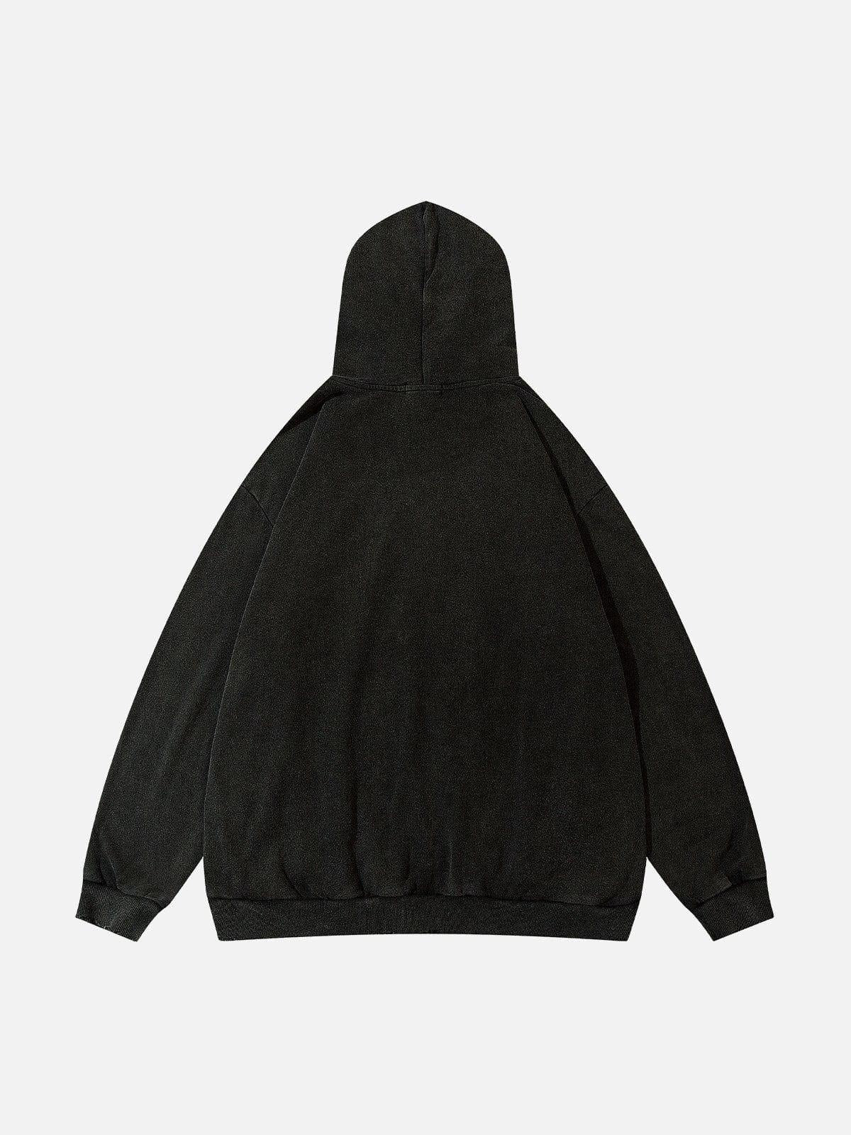 Concert Outfit Patchwork Print Tooth Washed Hoodie