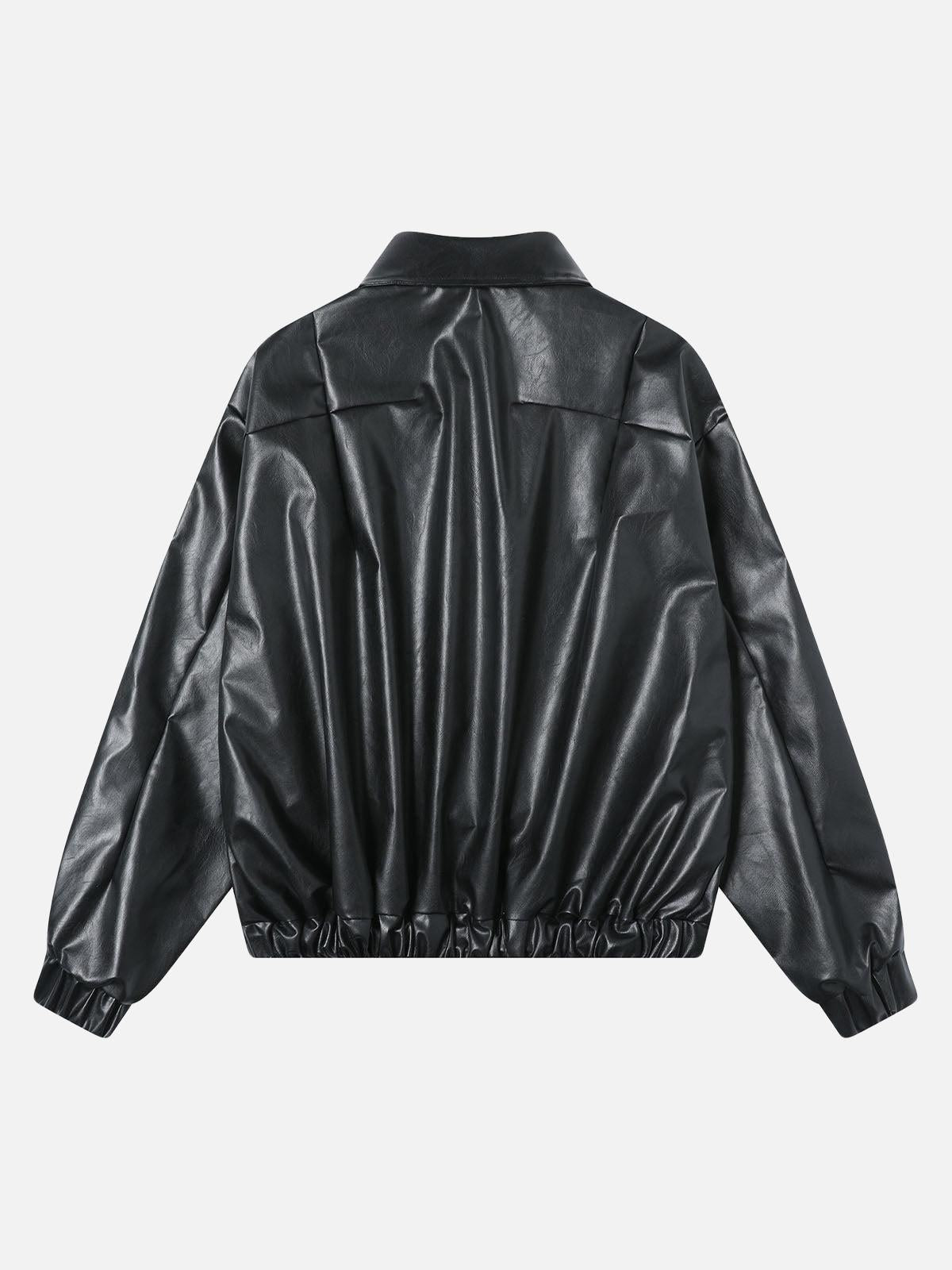Concert Outfit Patchwork Pu Leather Motorcycle Jacket