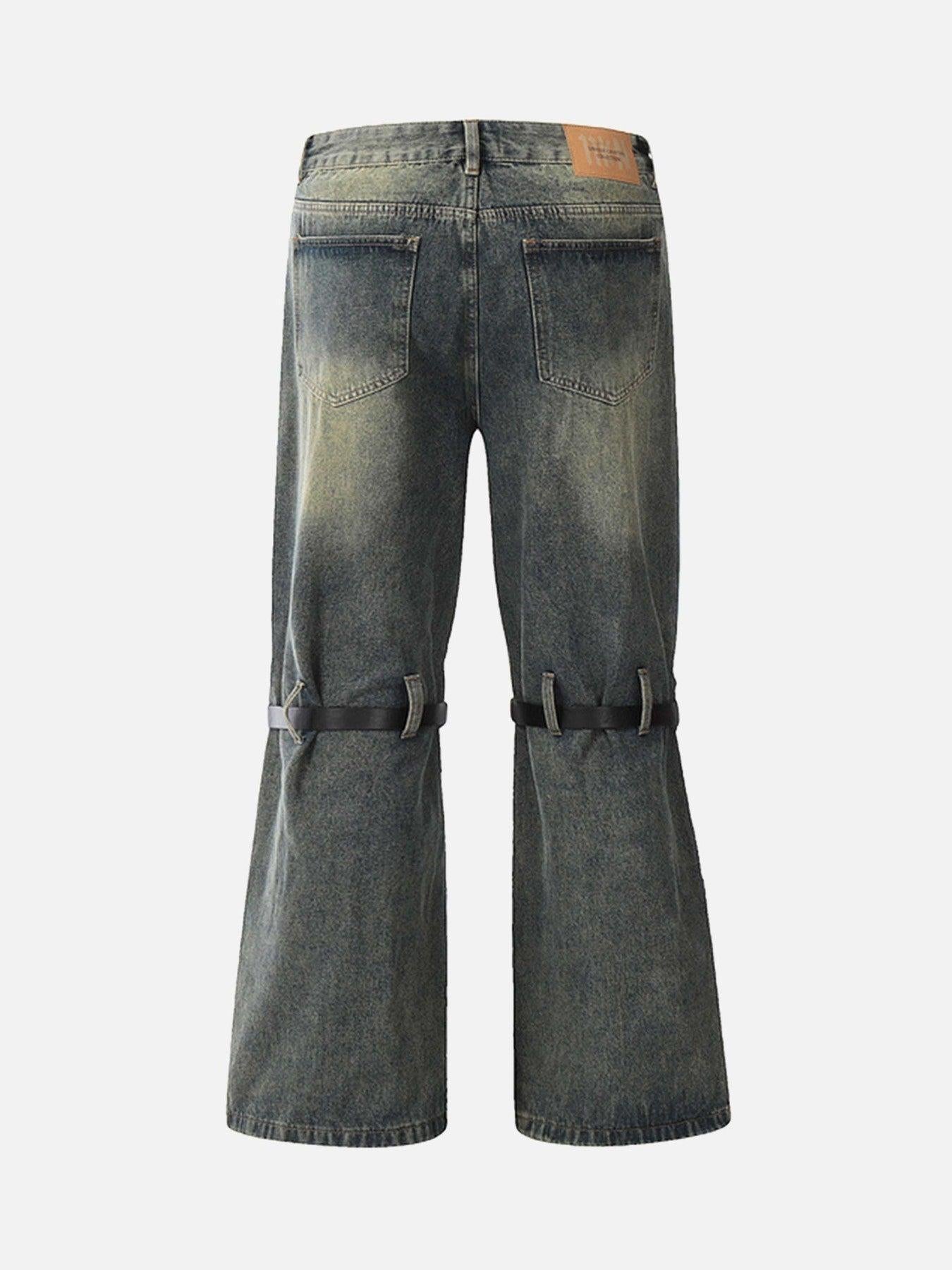 Concert Outfit Patchwork Tie Design Micro Flare Jeans
