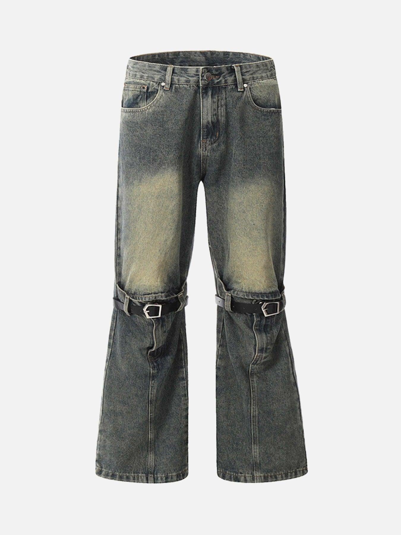 Concert Outfit Patchwork Tie Design Micro Flare Jeans