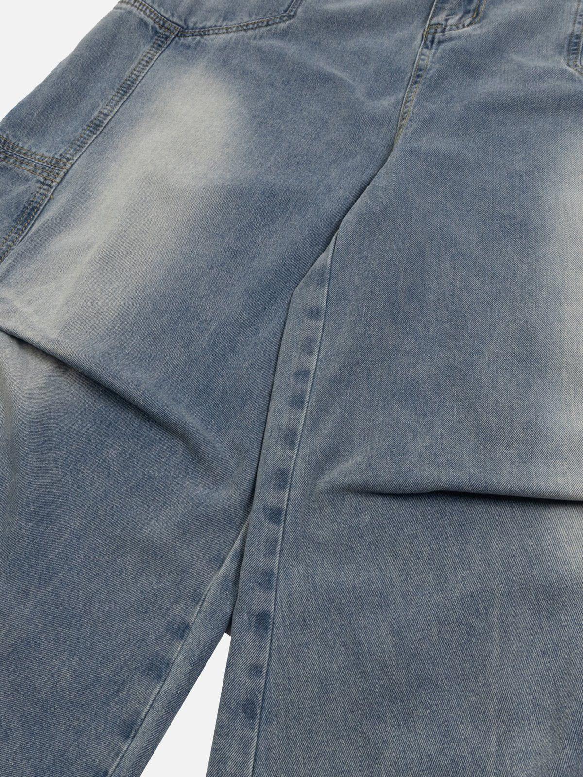 Concert Outfit Patchwork Waist Wrinkle Loose Jeans