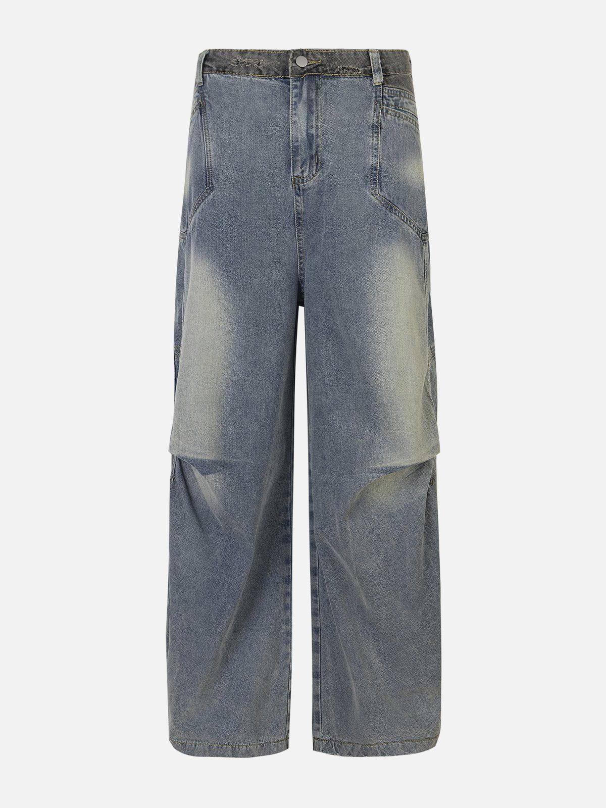 Concert Outfit Patchwork Waist Wrinkle Loose Jeans