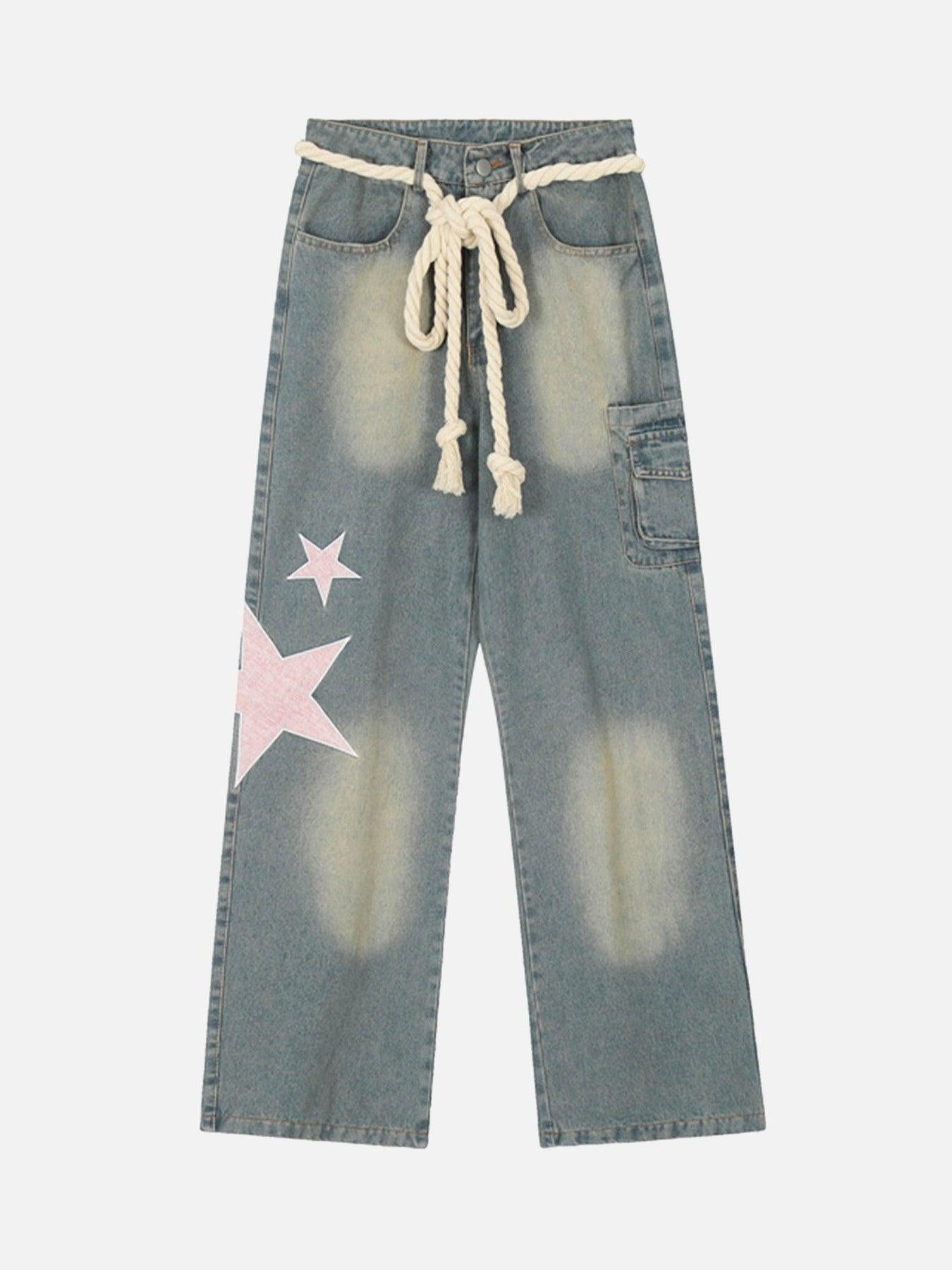Concert Outfit Pentagram Embroidered Loose Jeans