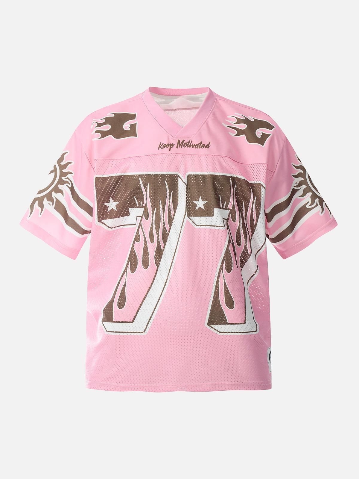 Concert Outfit Pink Flame Print Jersey T-Shirt