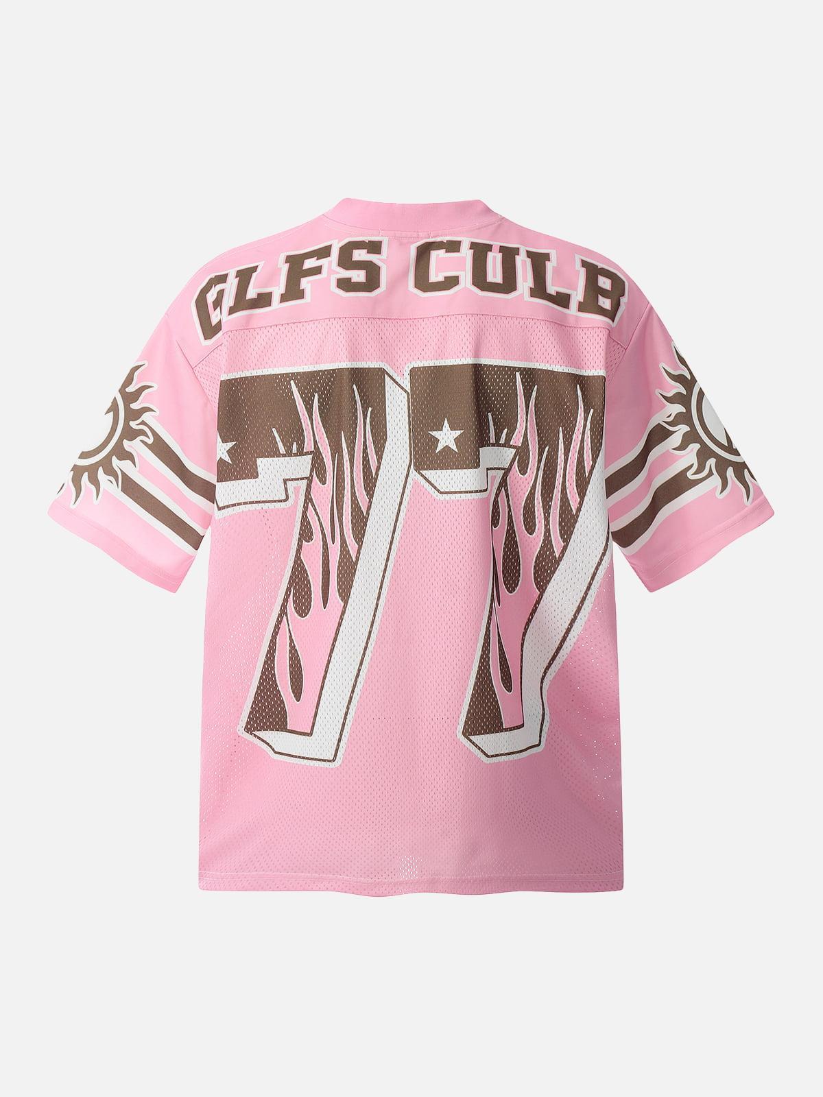 Concert Outfit Pink Flame Print Jersey T-Shirt