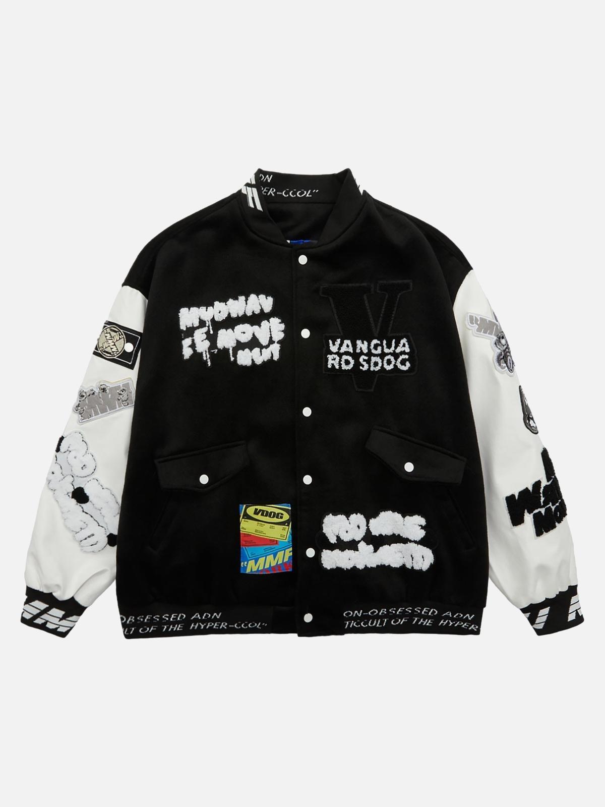 Concert Outfit Pink Terry Patch Embroidered Hip Hop Baseball Jersey