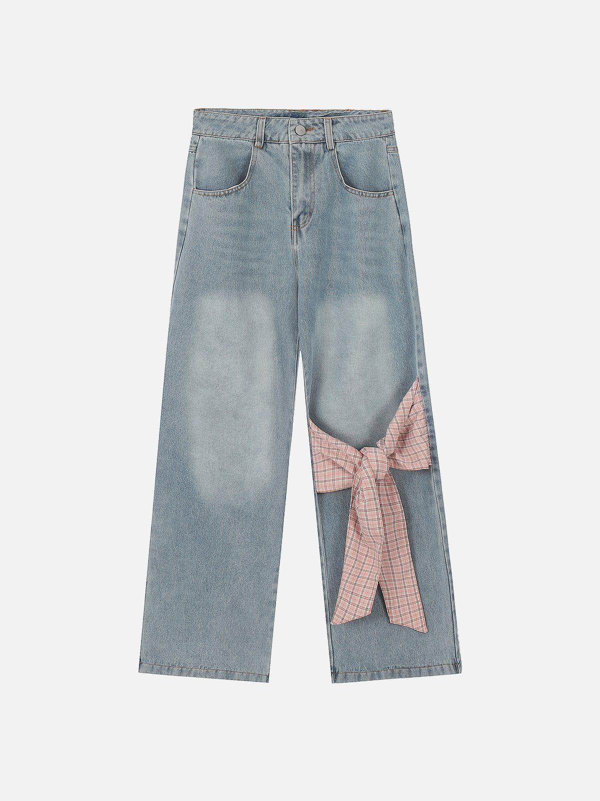Concert Outfit Plaid Bow Loose Jeans