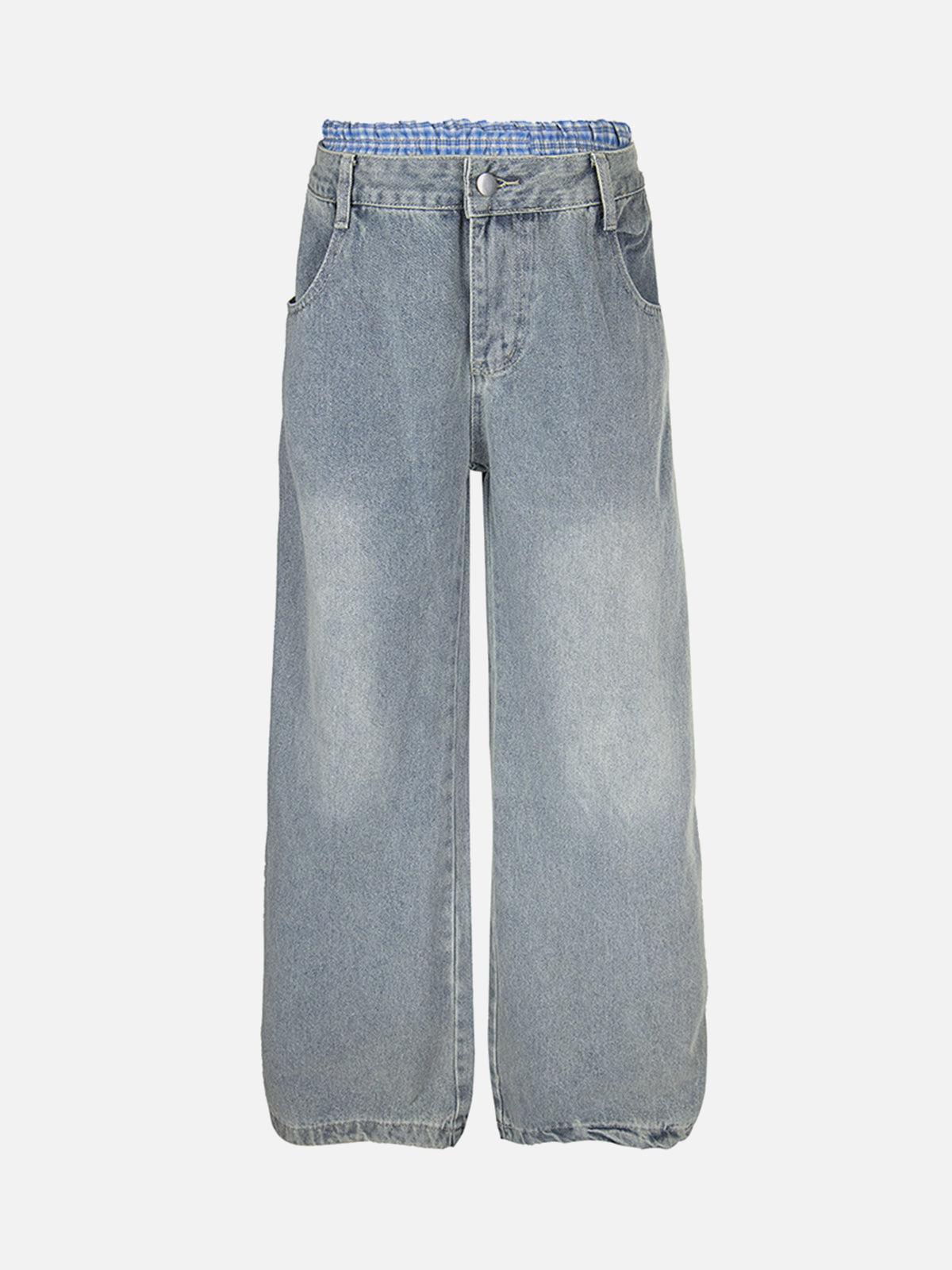 Concert Outfit Plaid Double Waist Baggy Jeans
