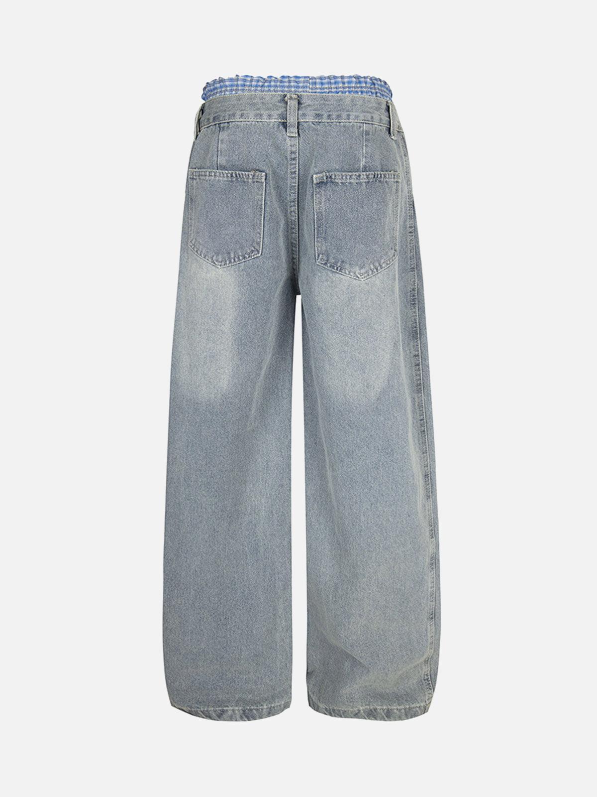 Concert Outfit Plaid Double Waist Baggy Jeans