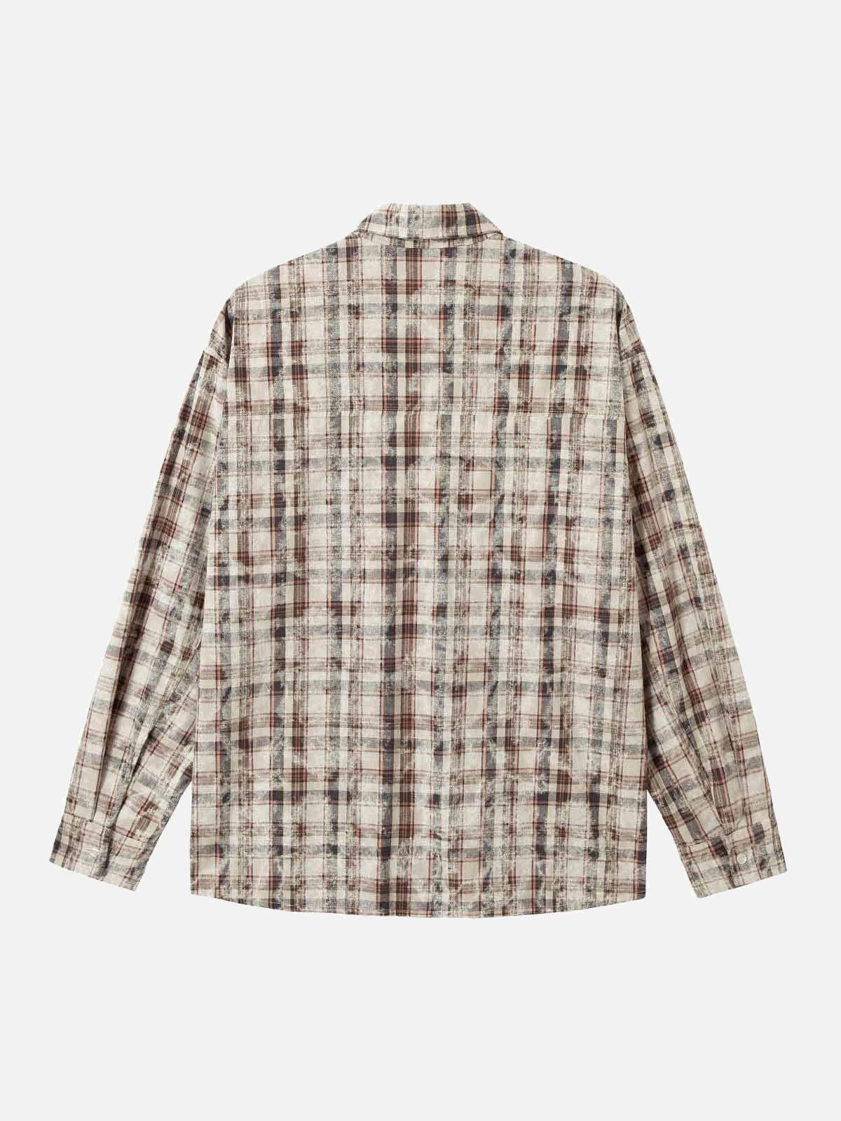 Concert Outfit Plaid Graffiti Spray-Painted Letters Long Sleeve Shirt