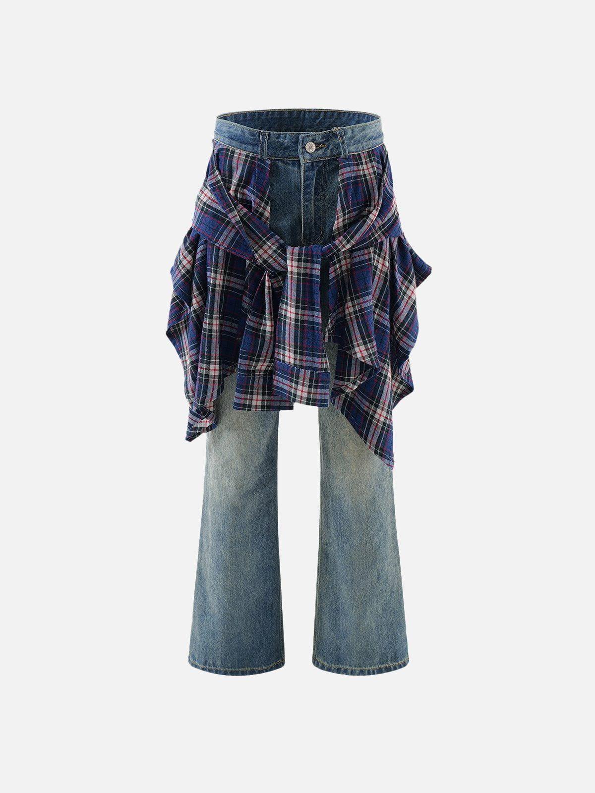 Concert Outfit Plaid Patchwork Jeans