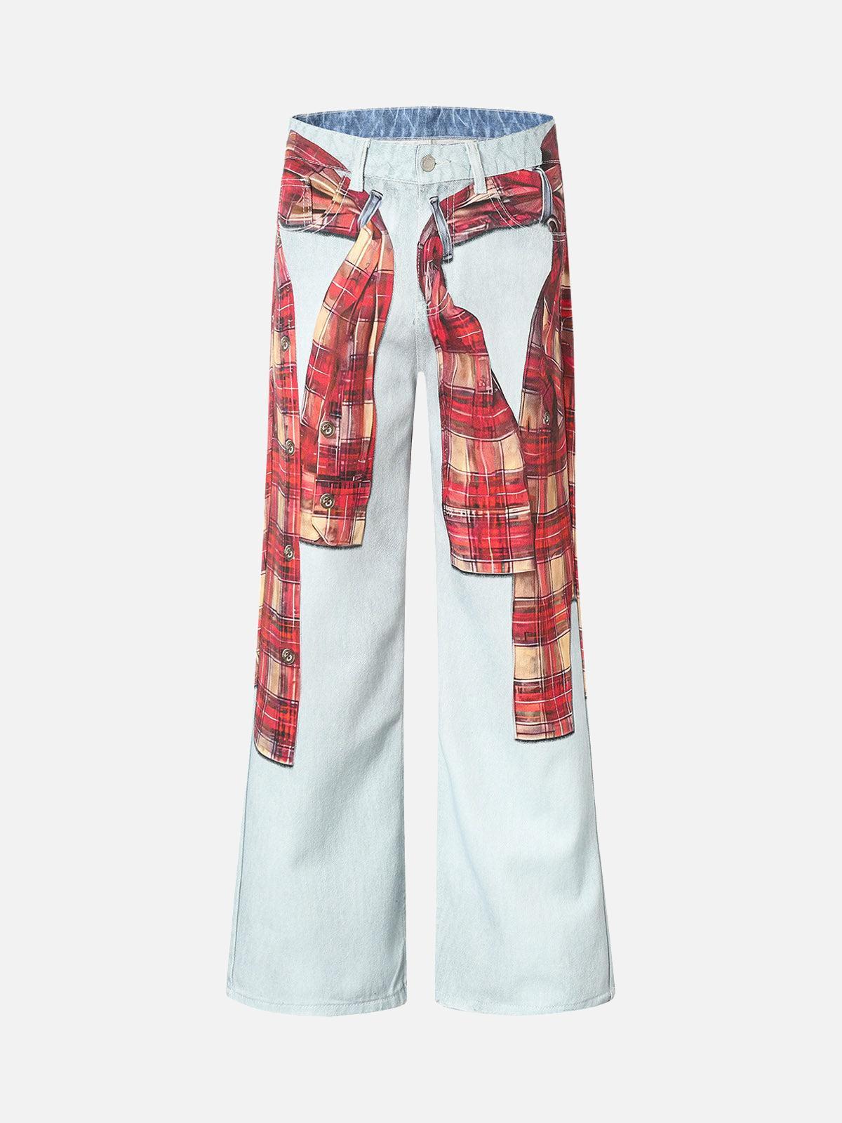 Concert Outfit Plaid Print Baggy Jeans