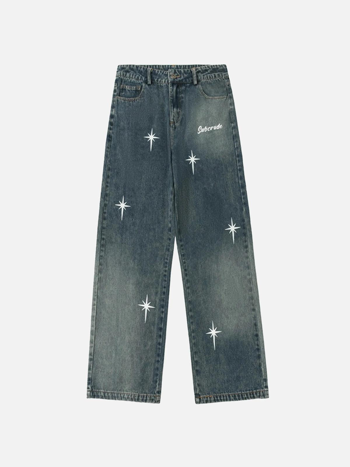 Concert Outfit Polaris Print Washed Straight Jeans