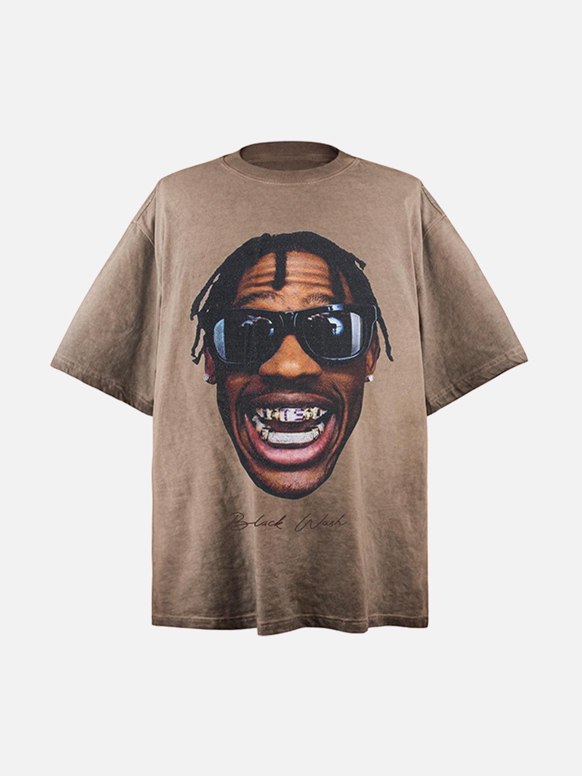 Concert Outfit Portrait Print Crew Neck T-Shirt