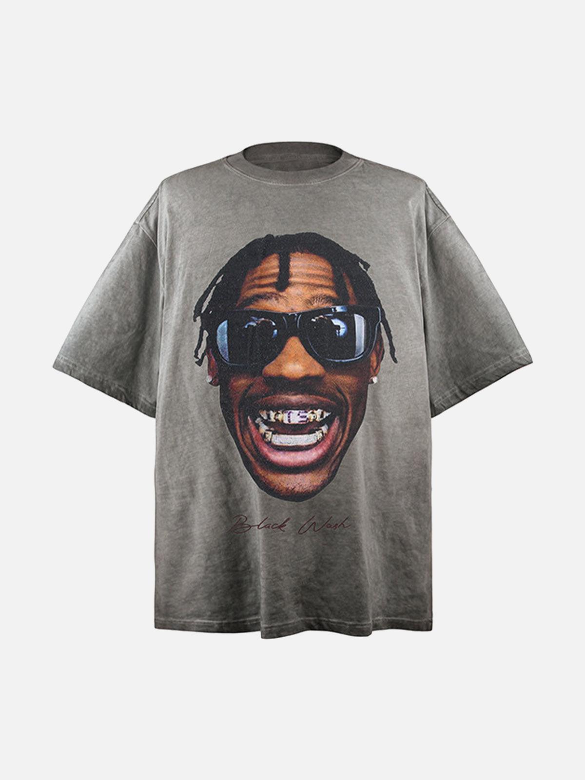 Concert Outfit Portrait Print Crew Neck T-Shirt