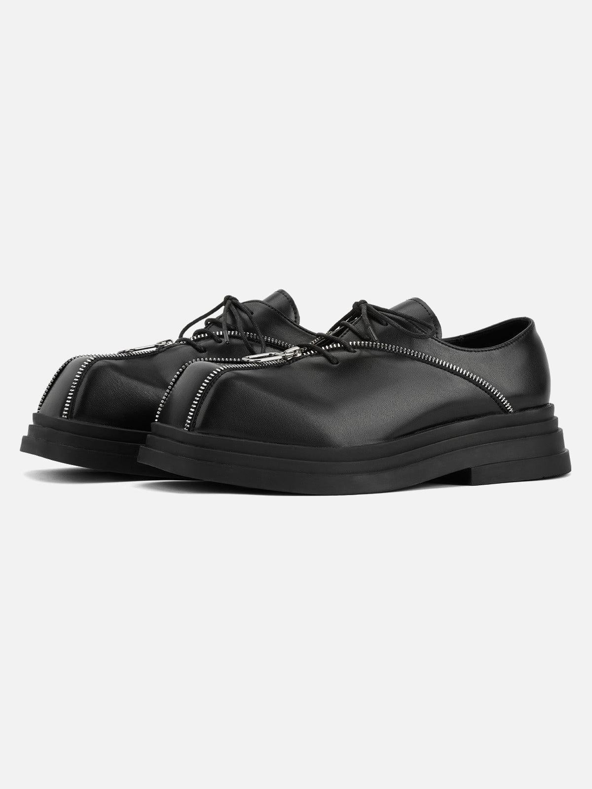 Concert Outfit Punk Personality Zipper Design Leather Shoes