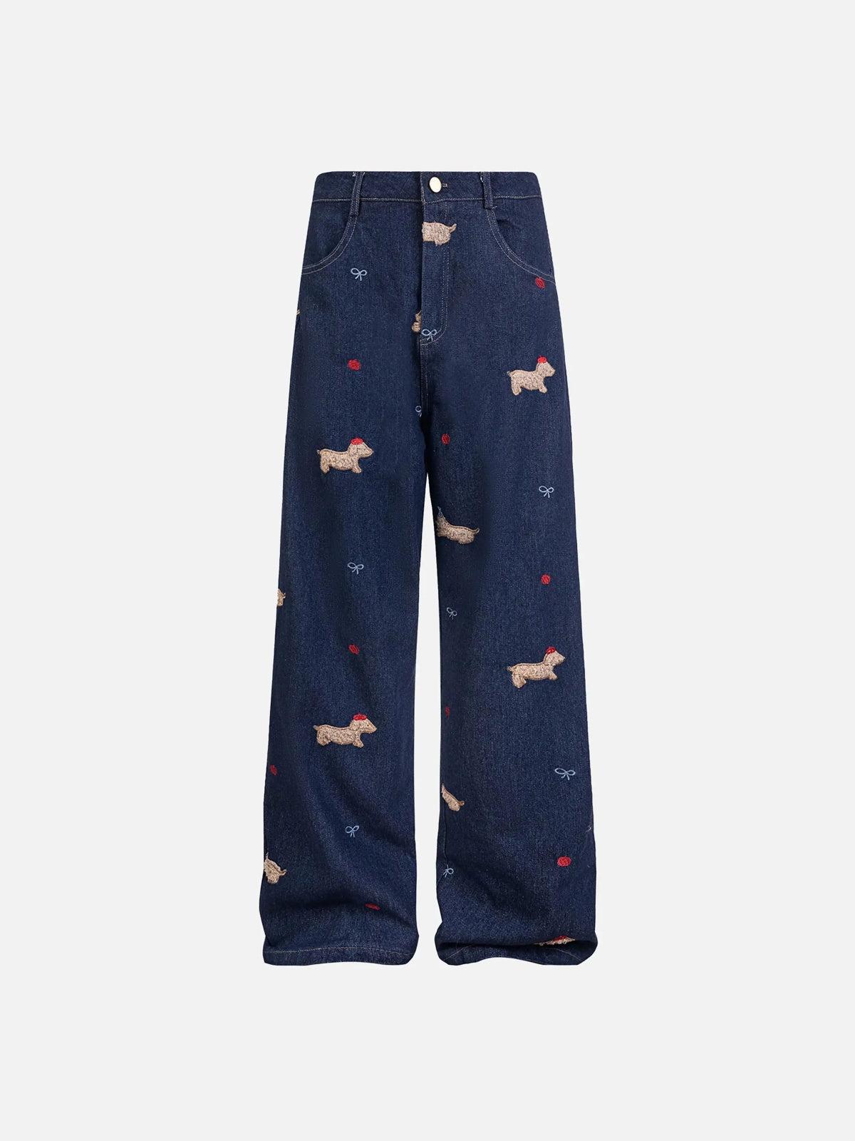 Concert Outfit Puppy Embroidered Jeans