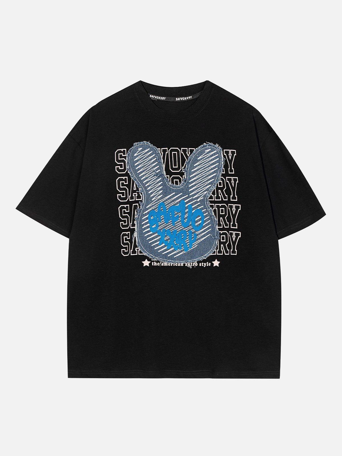 Concert Outfit Rabbit Embroidery Print Tee